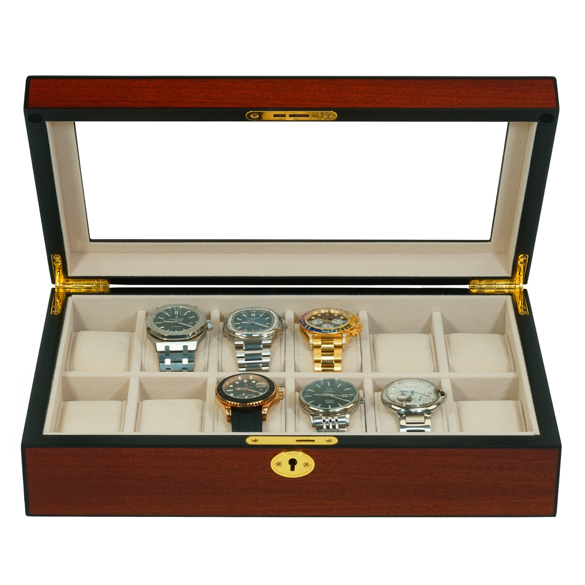 Cherry Wooden Watch Box for 12 Watches