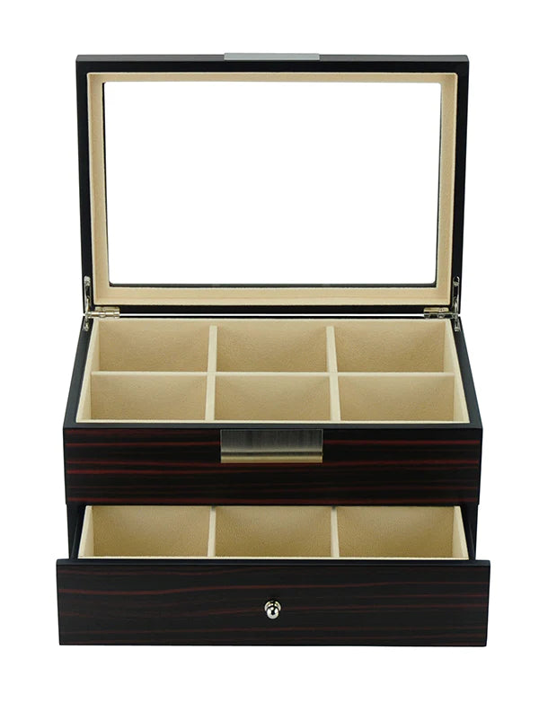 Ebony Wooden Tie Box for 12