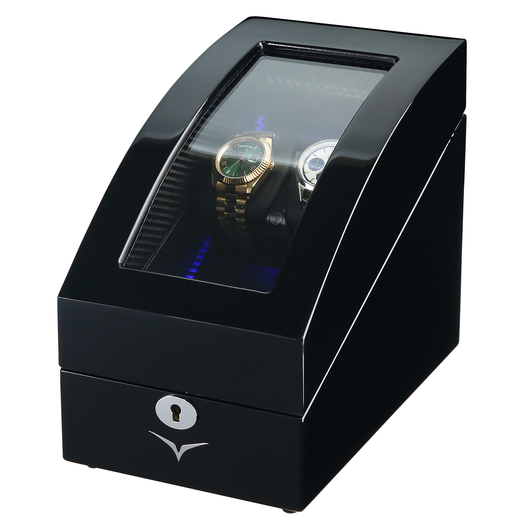 Seconds - Avoca Watch Winder Box for 2 + 2 Watches in Black (B)