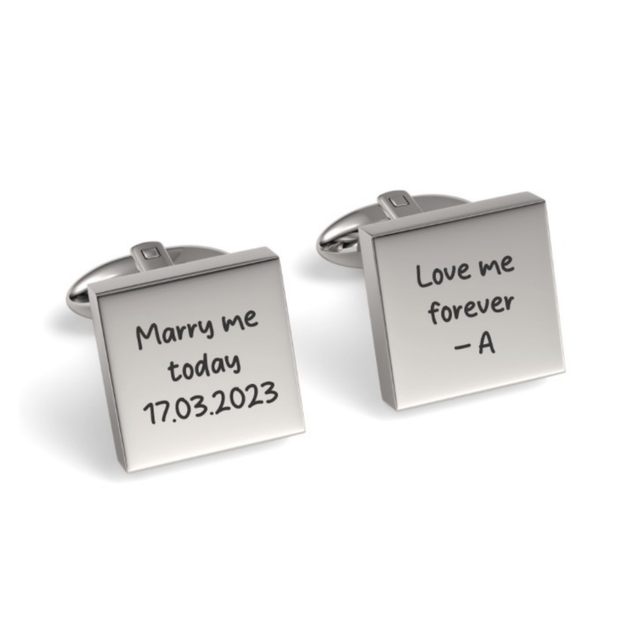 Custom Handwriting Engraved Square Cufflinks