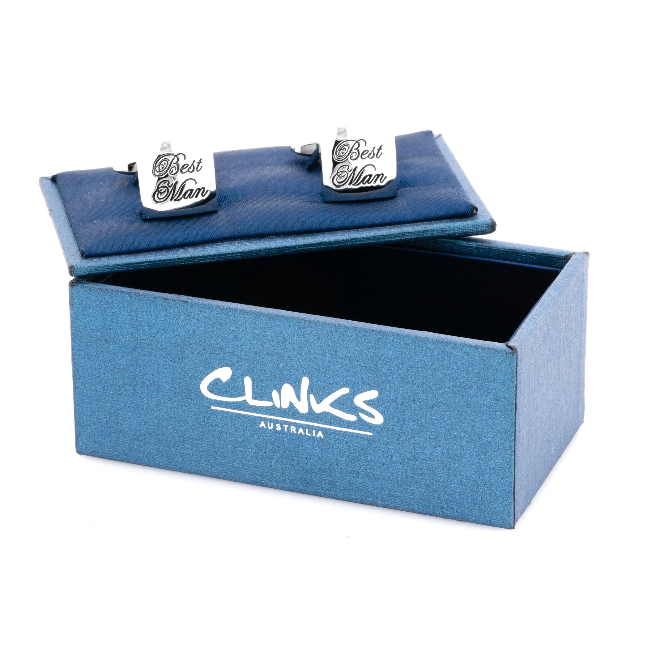 Best Man Curved Silver Wedding Cufflinks