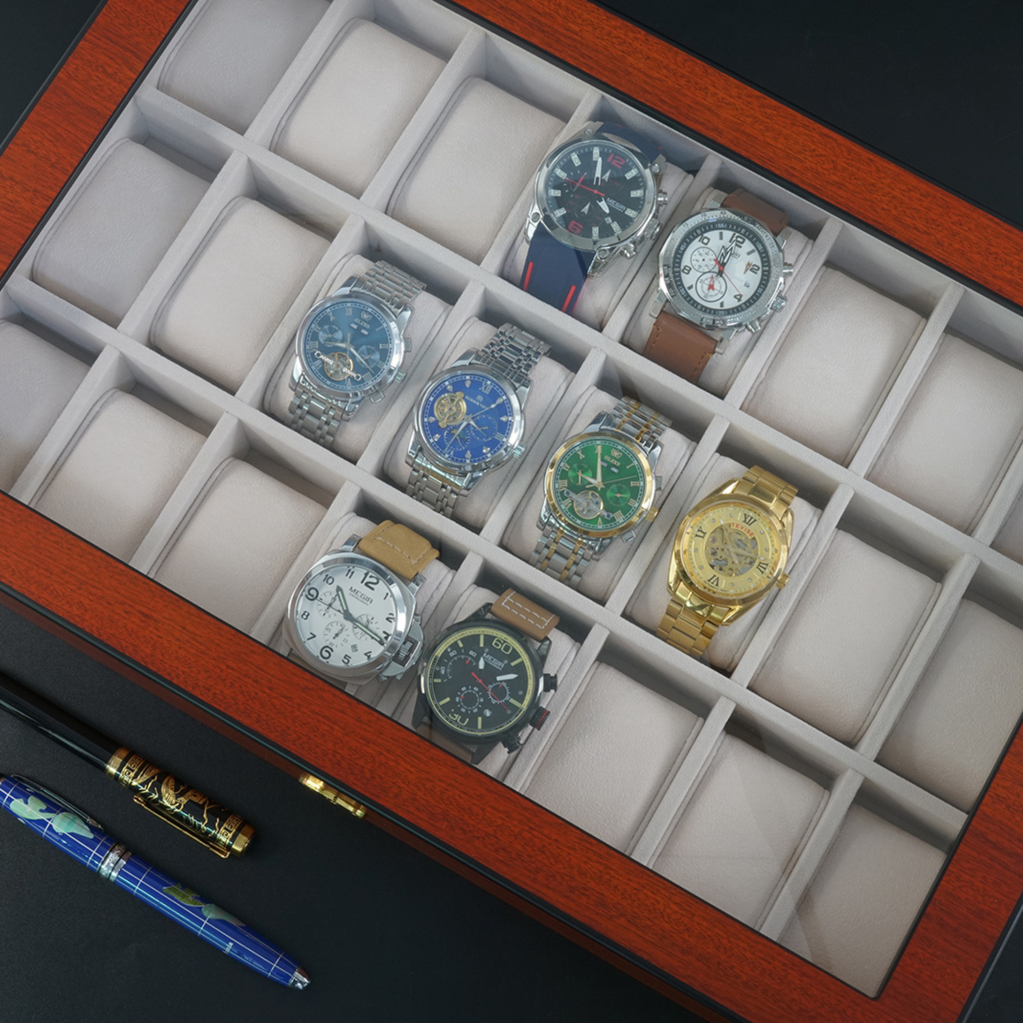 24 Slots Wooden Watch Box
