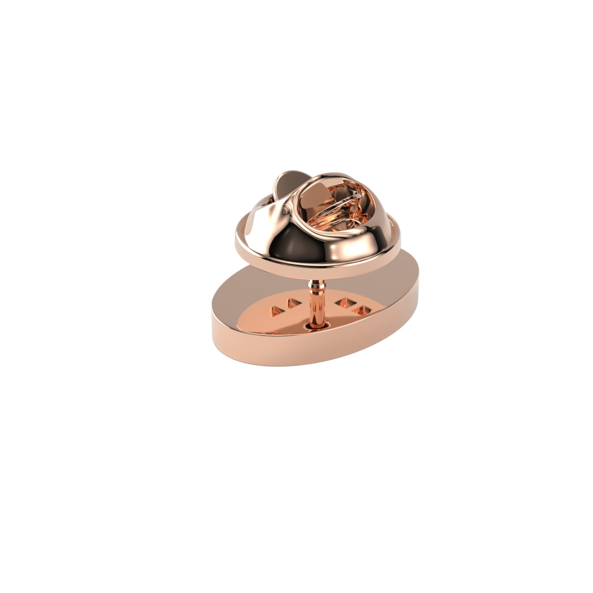 Oval Shiny Rose Gold Engravable Lapel Pin
