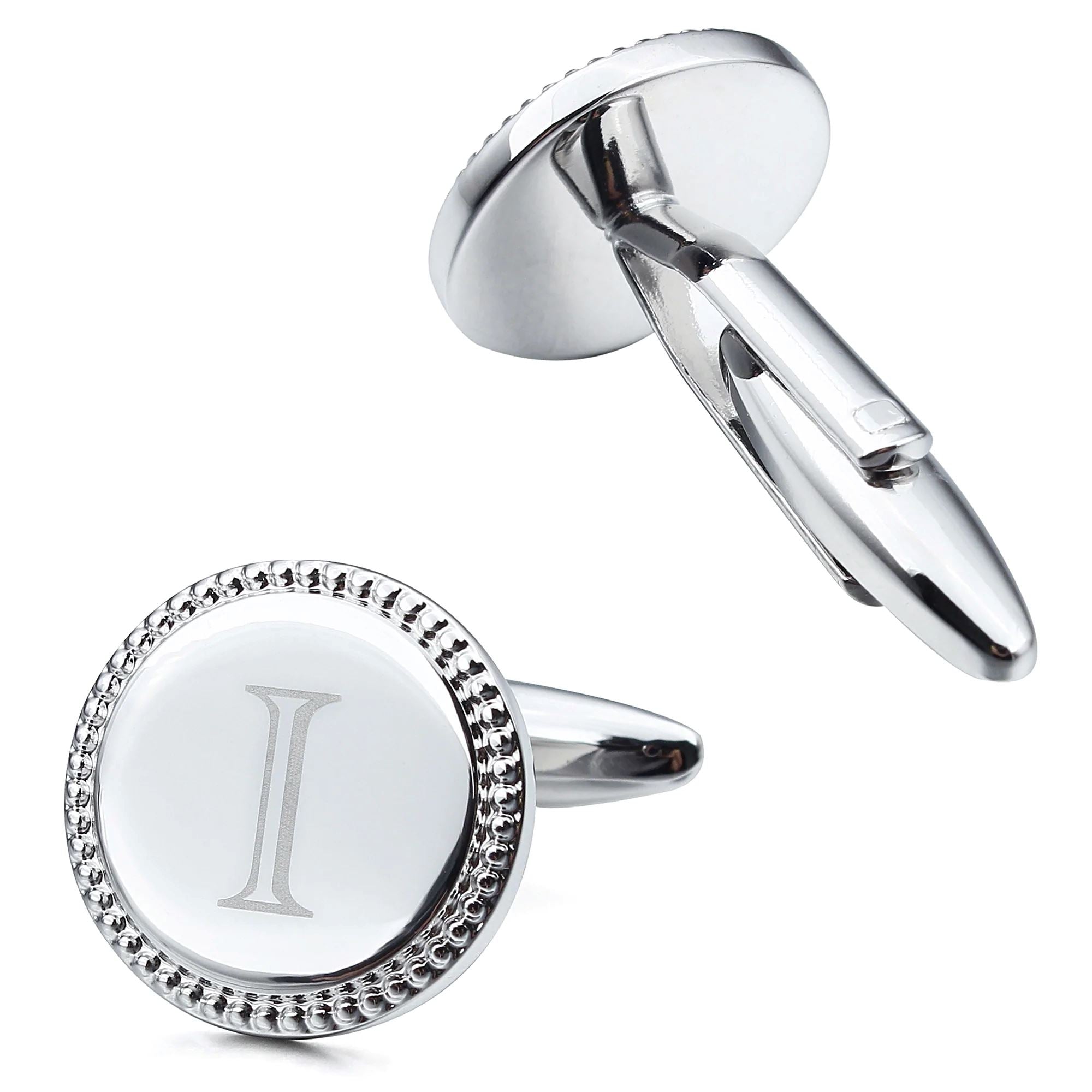 Personalised Silver Initial Round Cufflinks