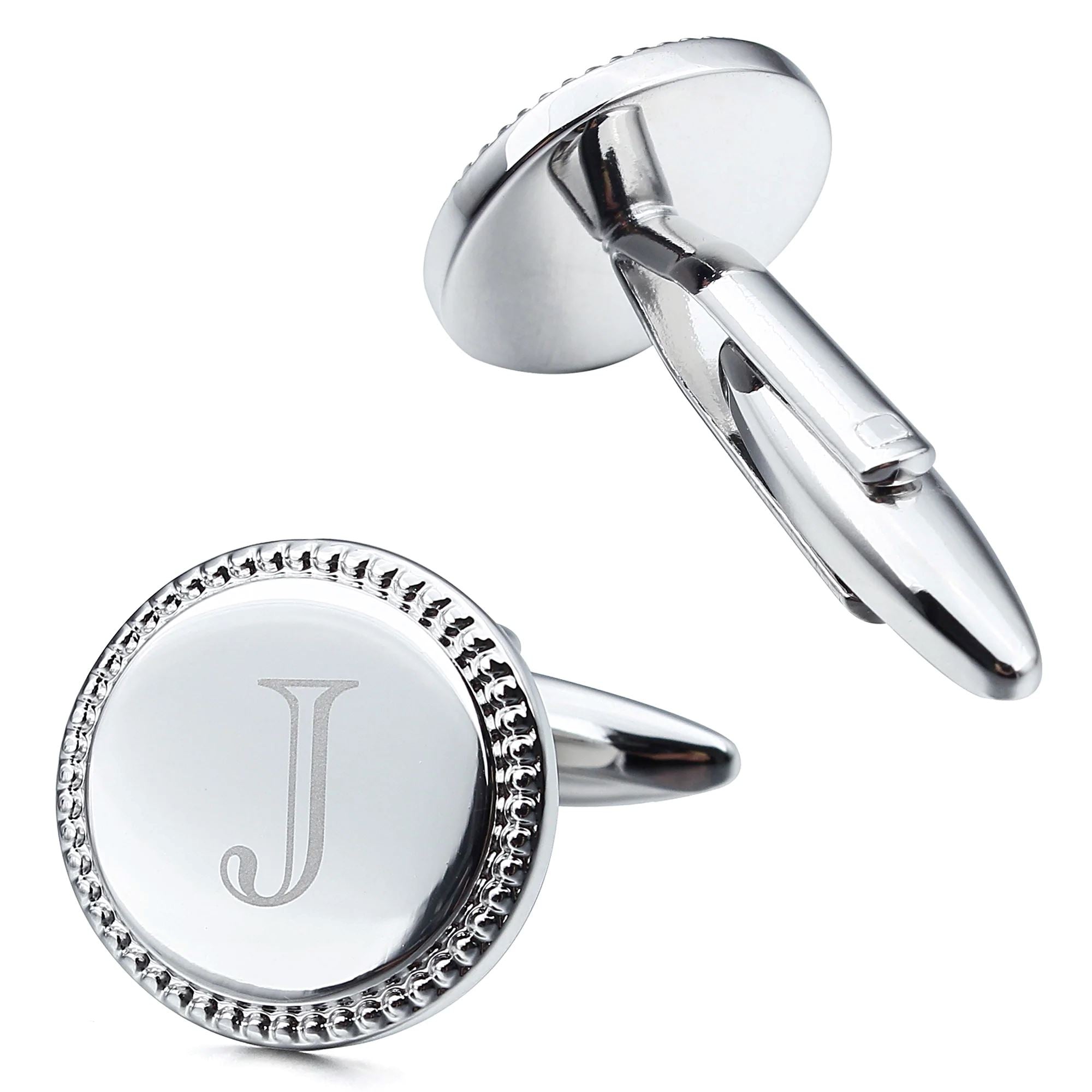 Personalised Silver Initial Round Cufflinks