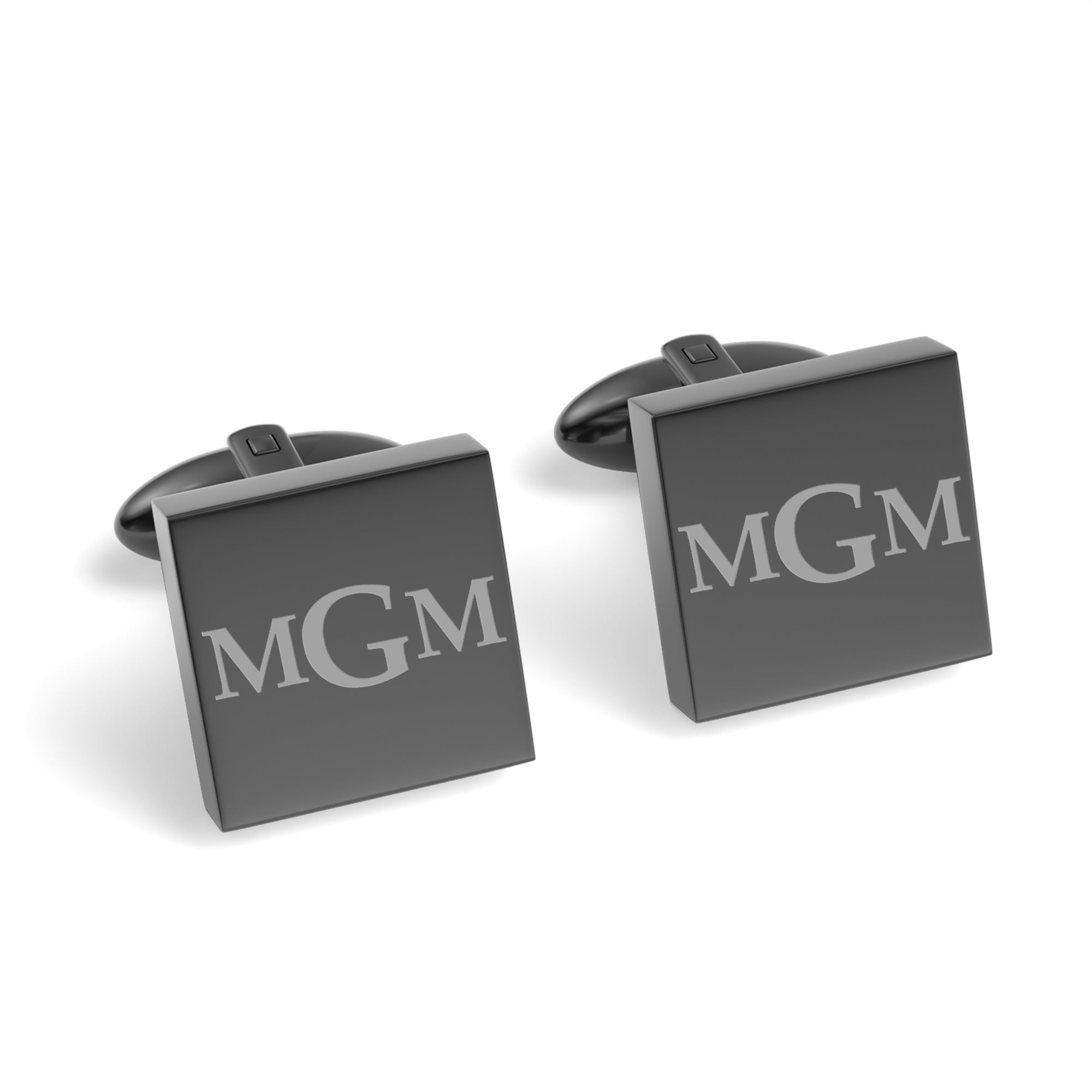 Engraved Monogram Initials Square Cufflinks