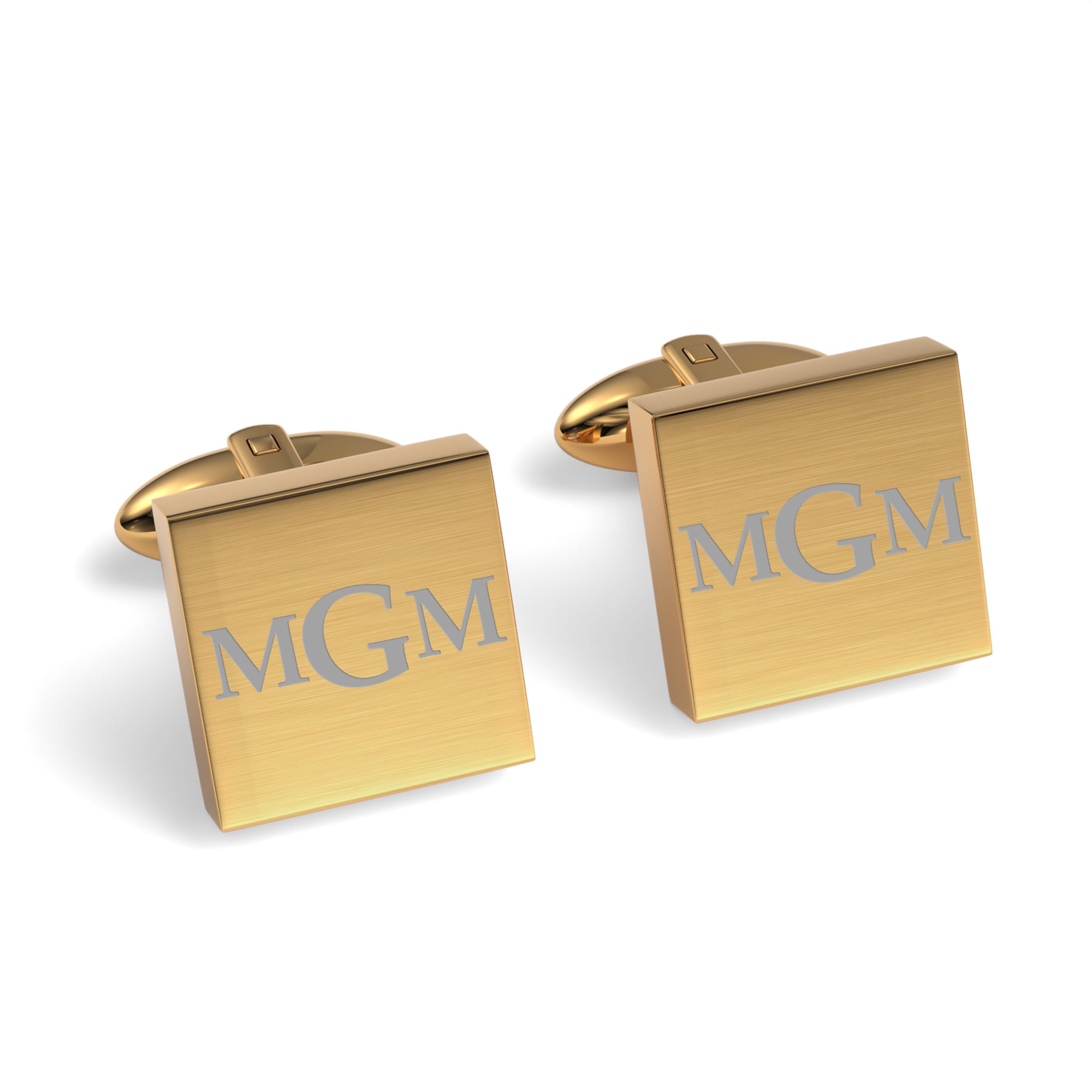Engraved Monogram Initials Square Cufflinks