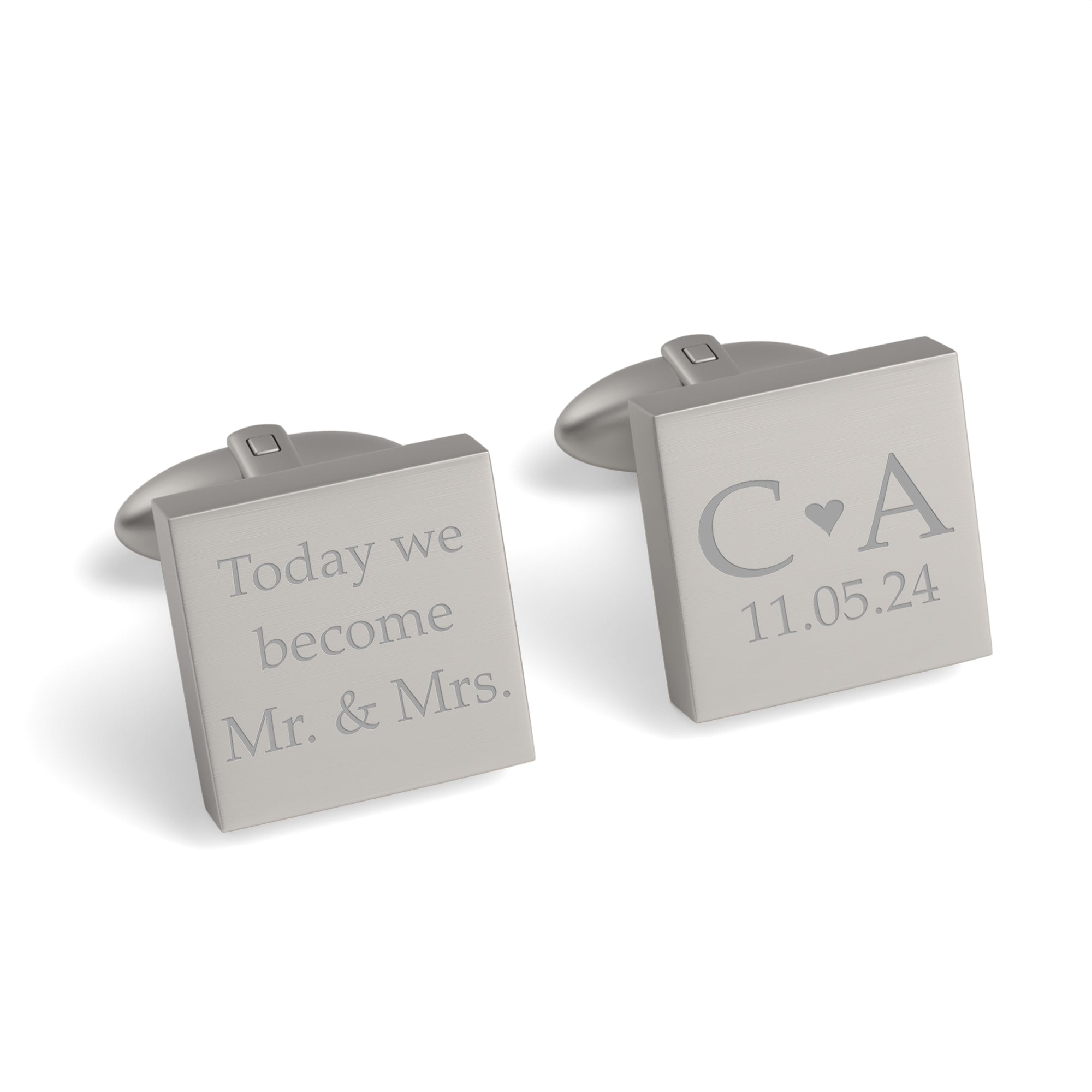 Today We Become Initials Date Engraved Square Cufflinks