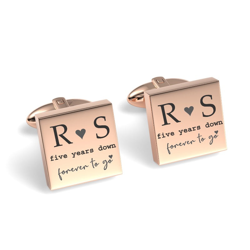 Five Years Down Forever To Go Engraved Cufflinks
