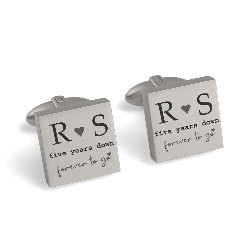 Five Years Down Forever To Go Engraved Cufflinks