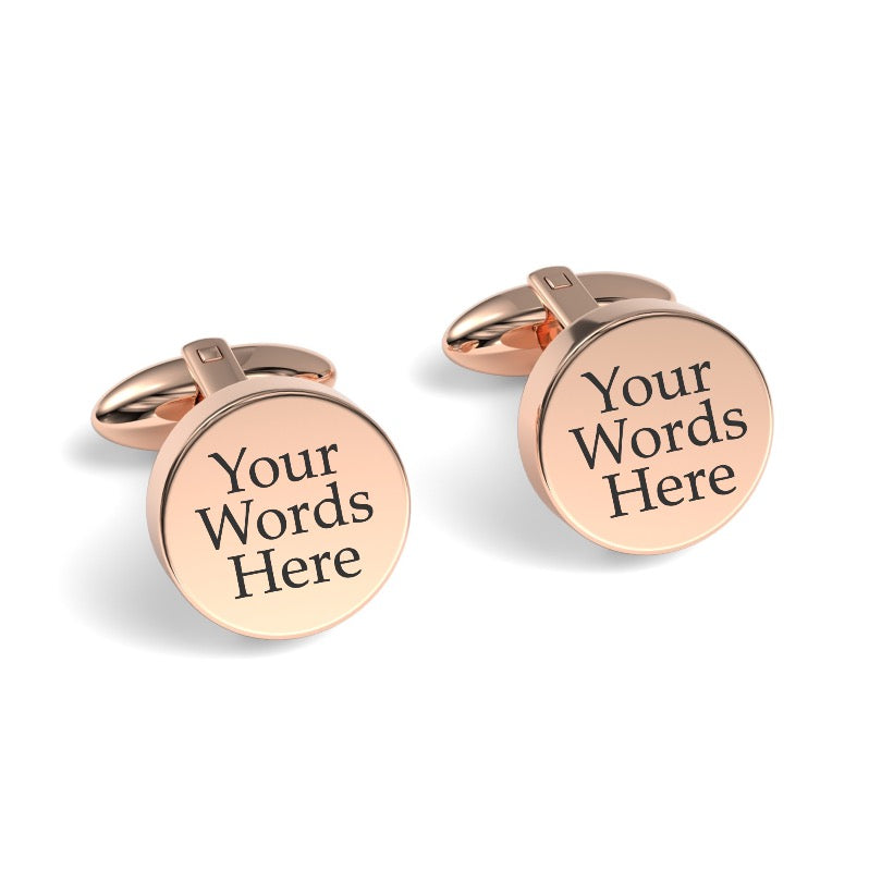 Your Words Here Engraved Round Cufflinks