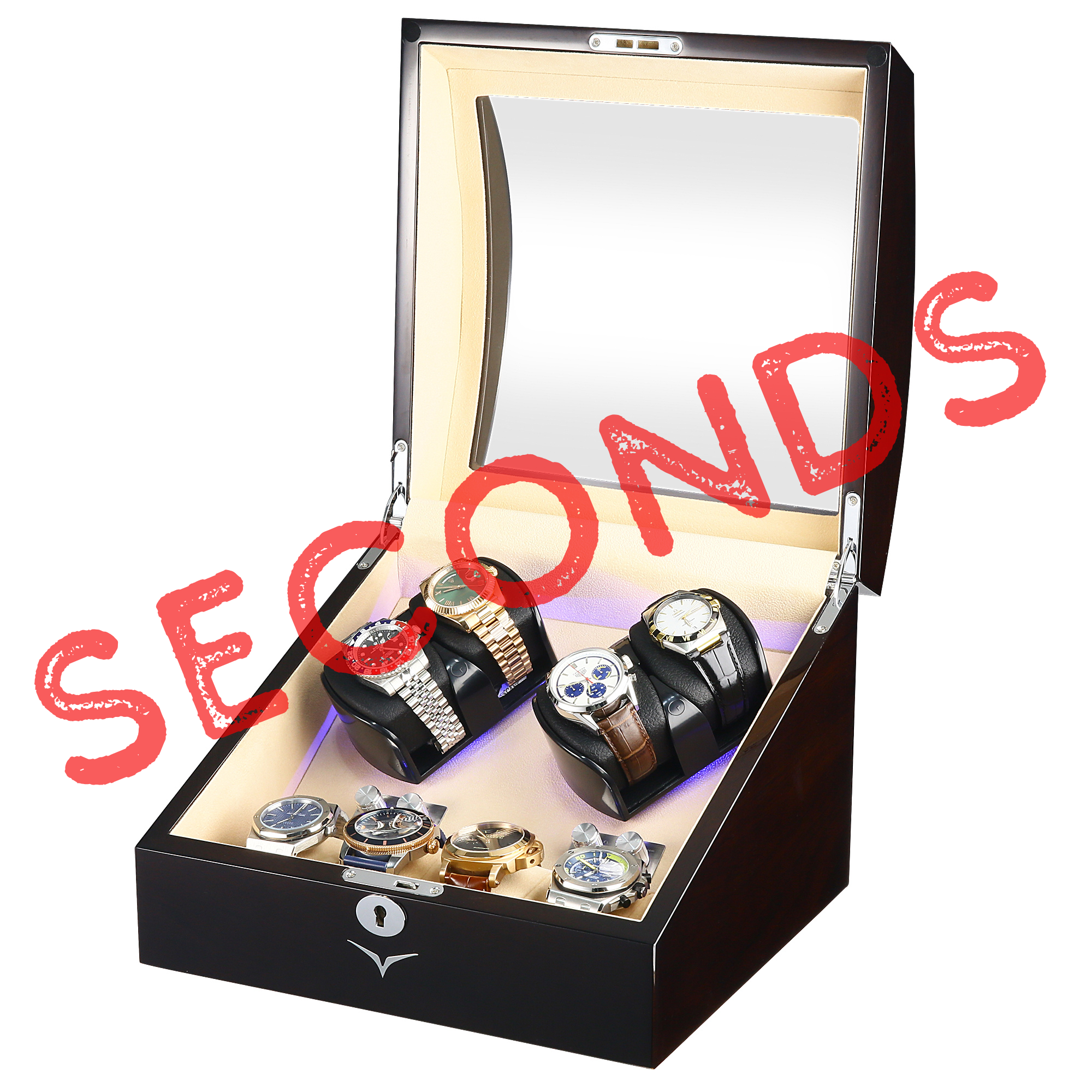 Seconds - Avoca Watch Winder Box 4 + 4 Watches in Mahogany