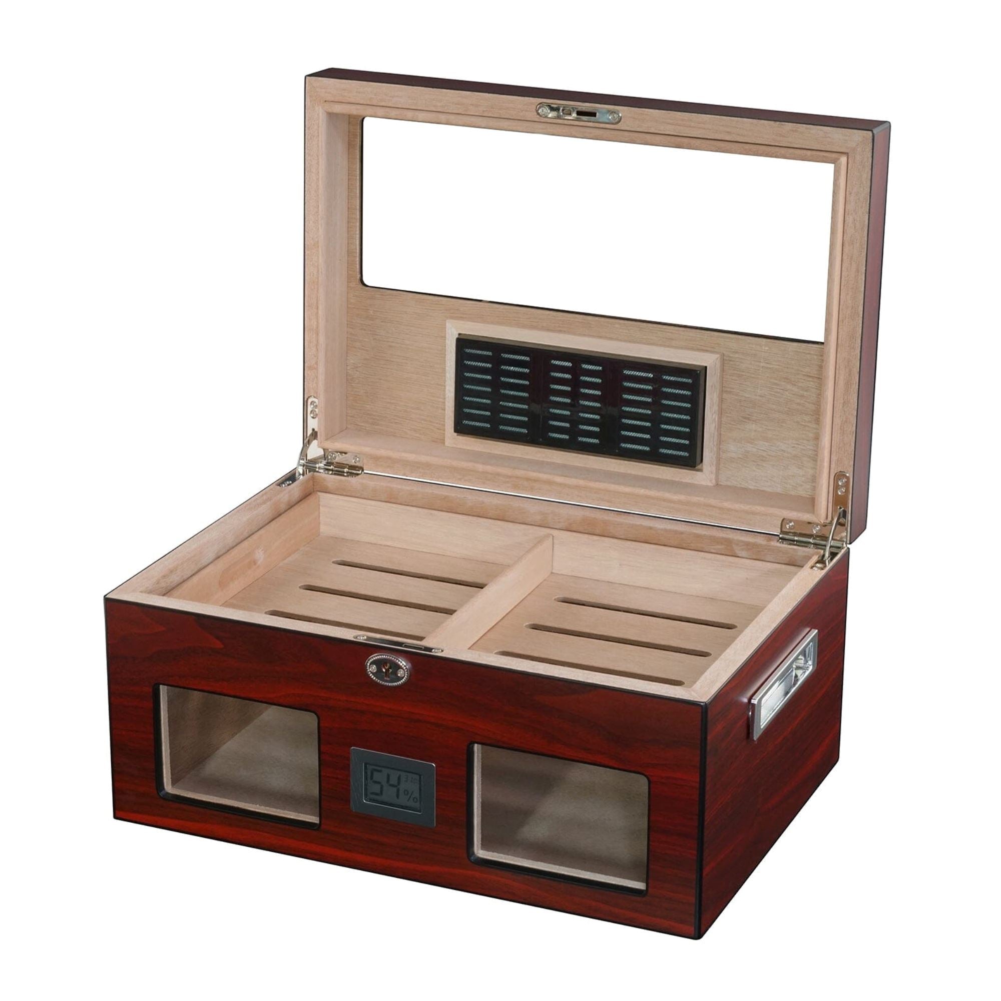 100 CT Cherry Wooden Cigar Humidor Box with Digital Hygrometer Cigar Boxes Clinks