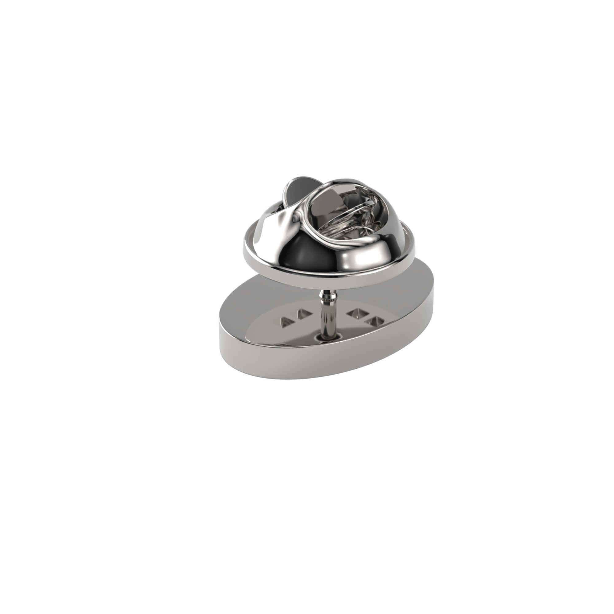 Oval Shiny Silver Engravable Lapel Pin