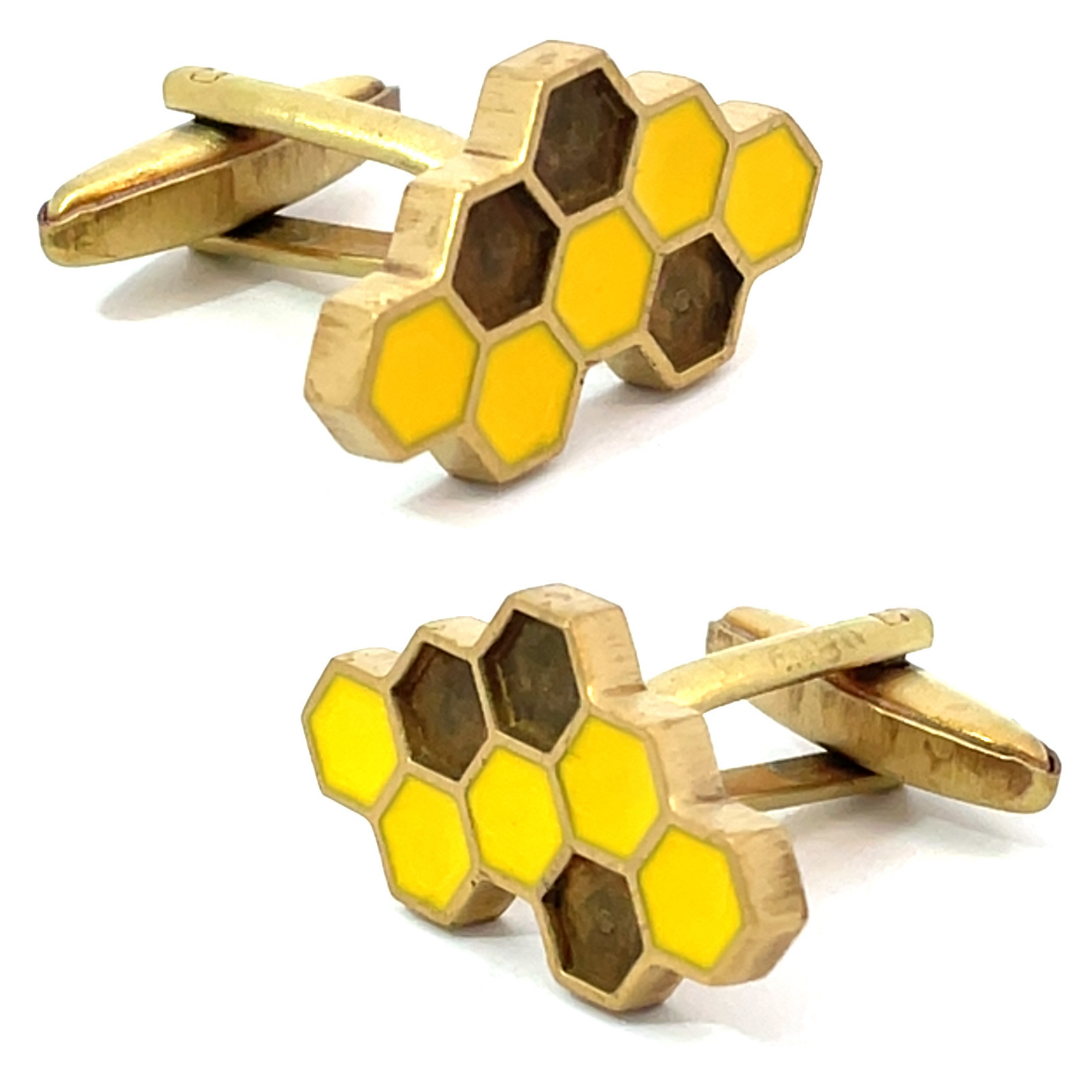 Bees Honeycomb Brushed Cufflinks