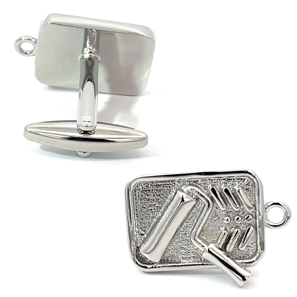 Painters Roller Tray Silver Cufflinks