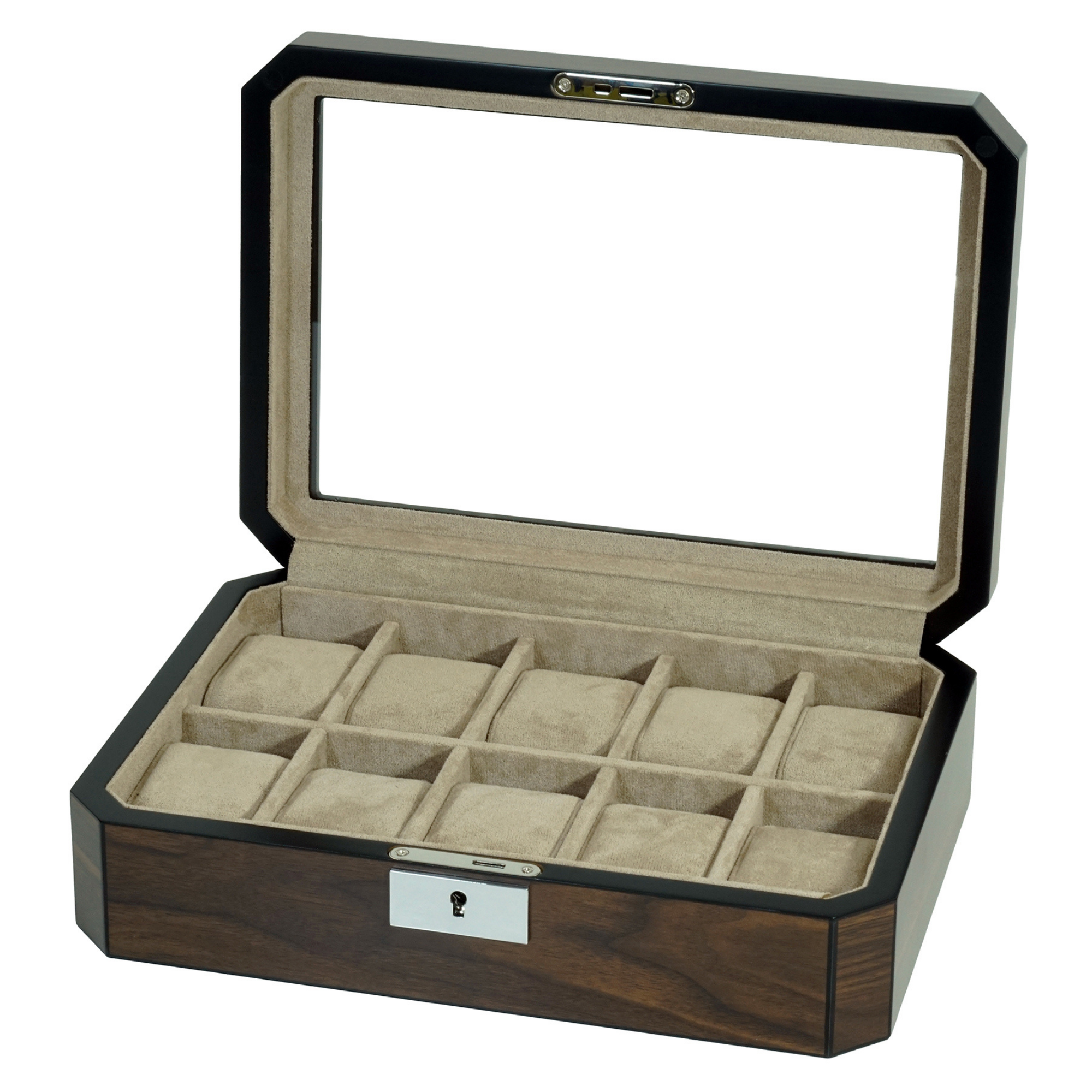 10 Slots Octagon Walnut Wooden Watch Box