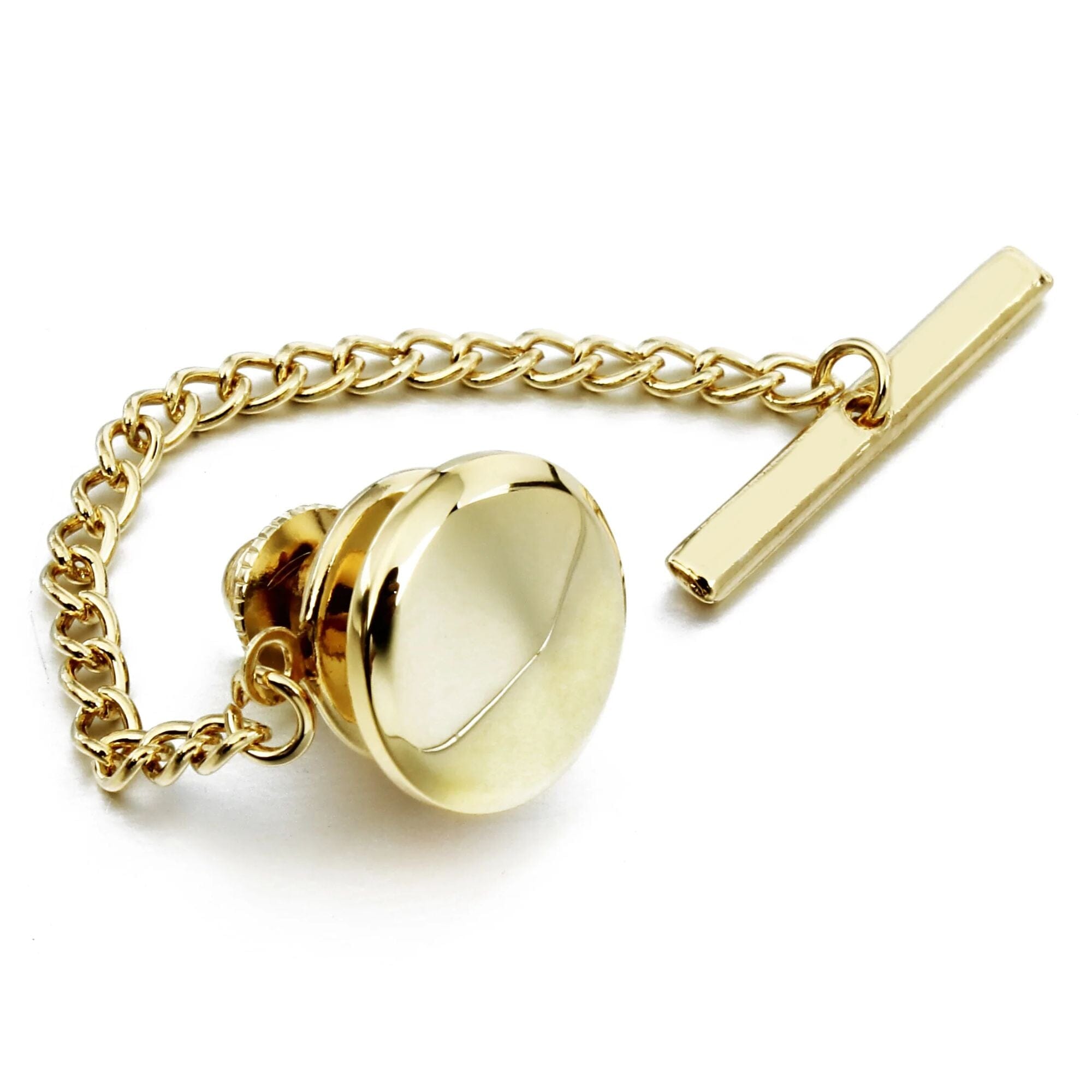 Gold Round Tie Tack Lapel Pin Clinks