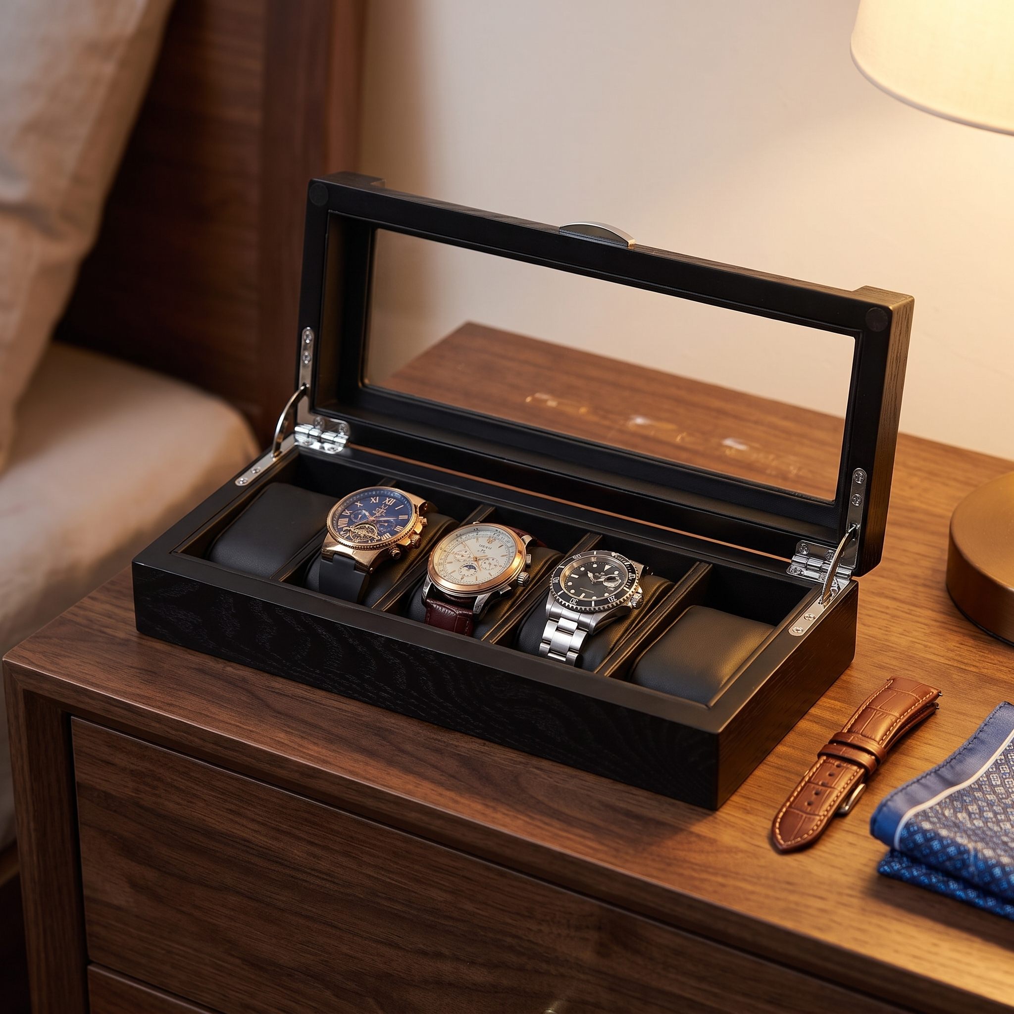 5 Slots Wooden Storage Watch Box — lifestyle shot