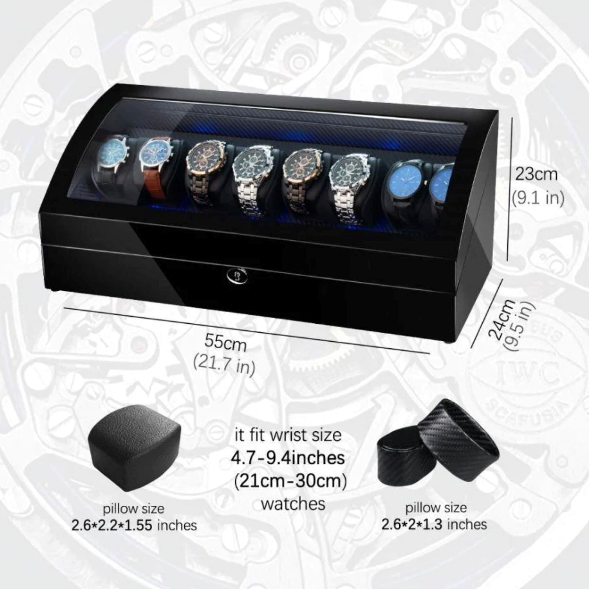Seconds - Avoca Watch Winder Box for 8 + 8 Watches in Black (c) Seconds Clinks