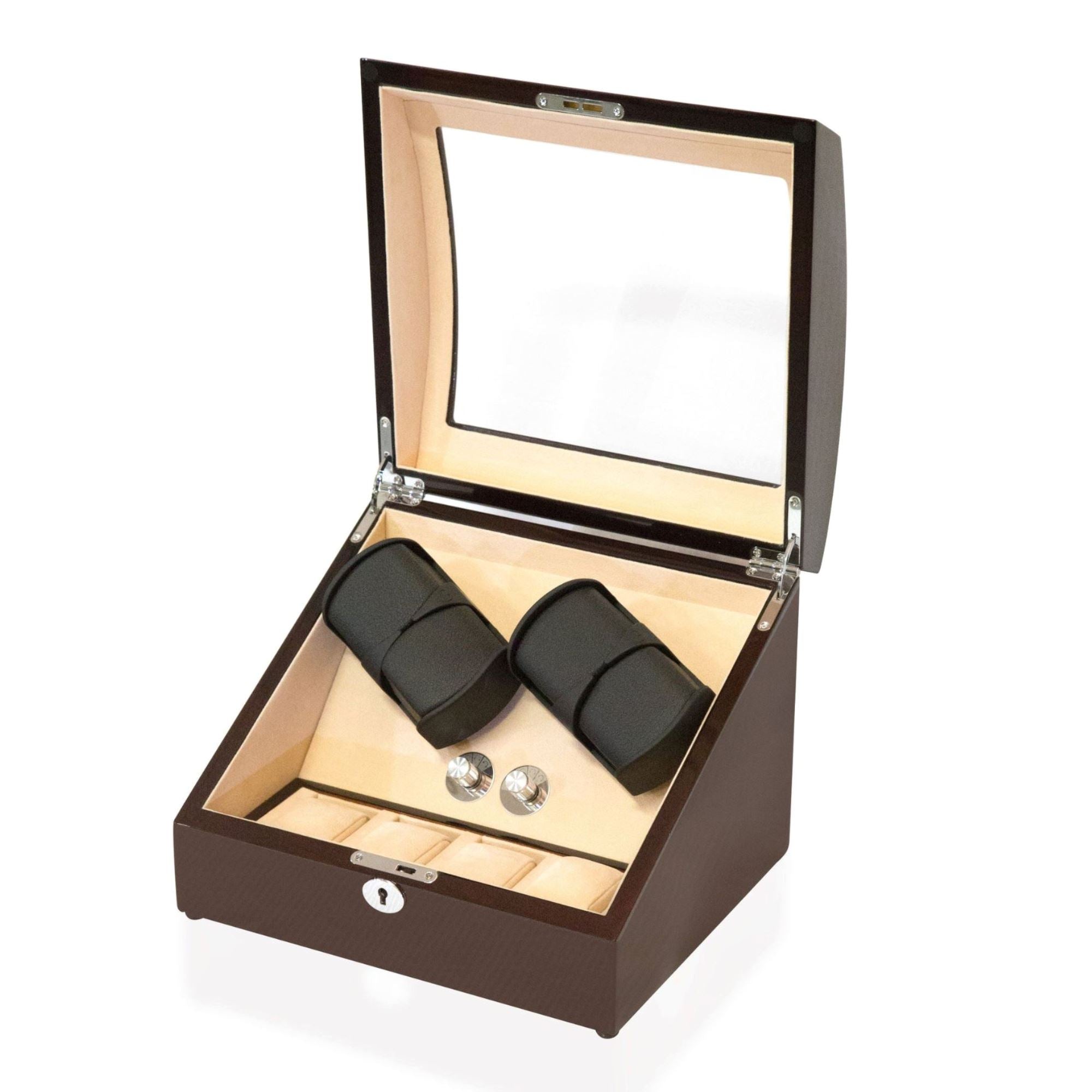 Seconds - Avoca Watch Winder Box 4 + 4 Watches in Mahogany (c) Seconds Clinks