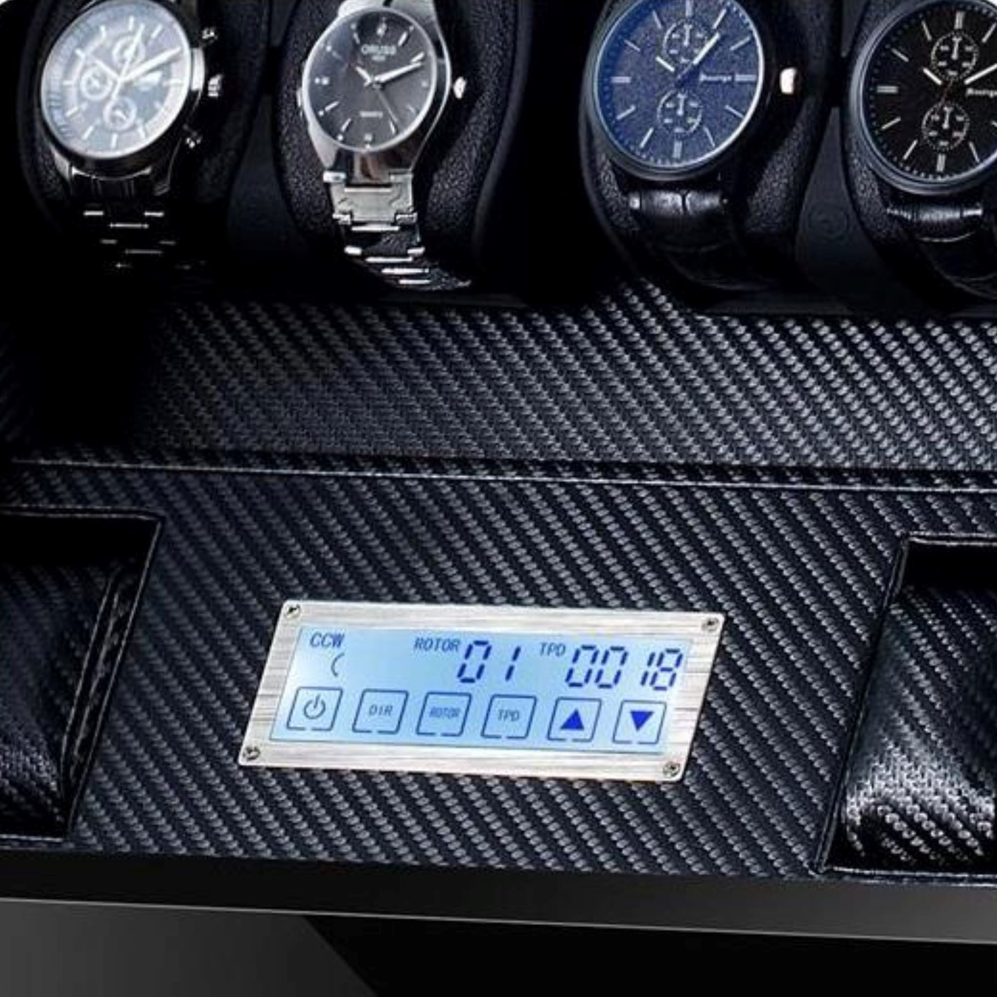 Seconds - Kosciuszko Watch Winder Box for 12 + 2 Watches in Black (b) Seconds Clinks