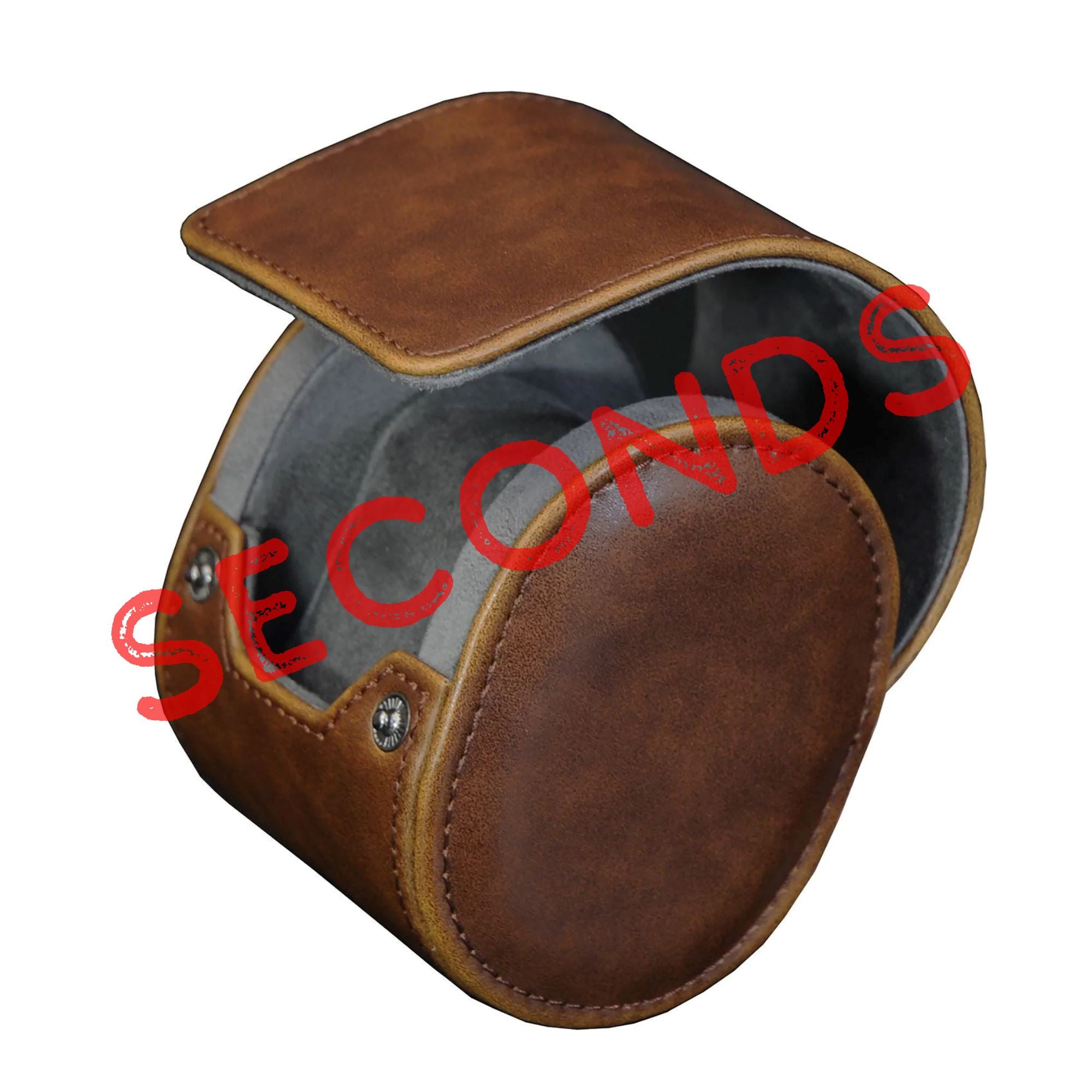 Seconds - Travel Watch Roll Case for 1 in Brown Vegan Leather Seconds Clinks