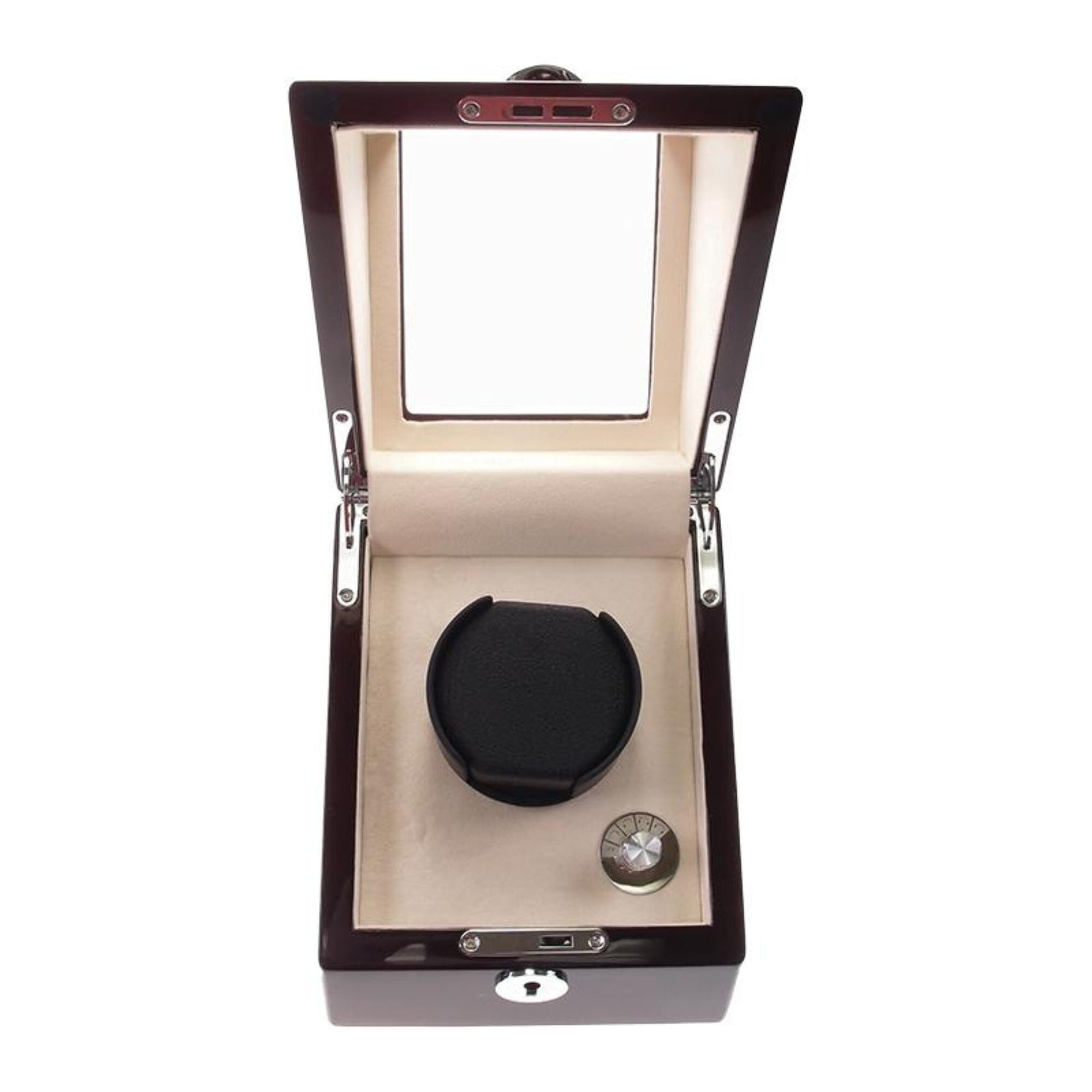 Seconds - Waratah Watch Winder Box for 1 Watch in Mahogany (i) Seconds Clinks