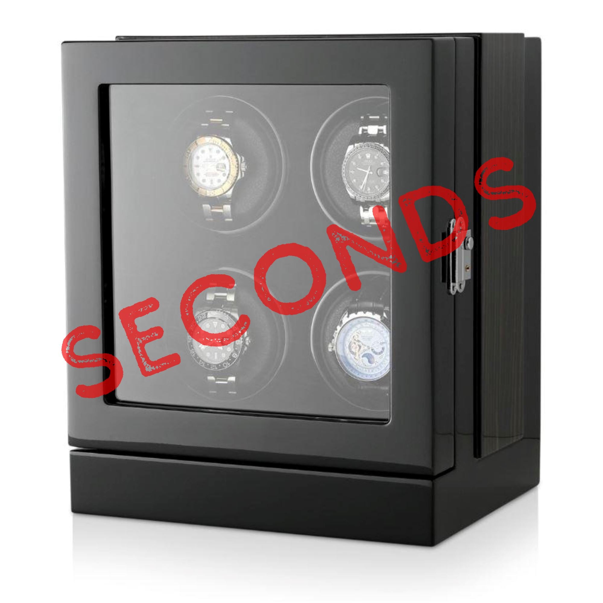 Seconds - Sydney Watch Winder Box for 4 Watches in Black (b) Seconds Clinks