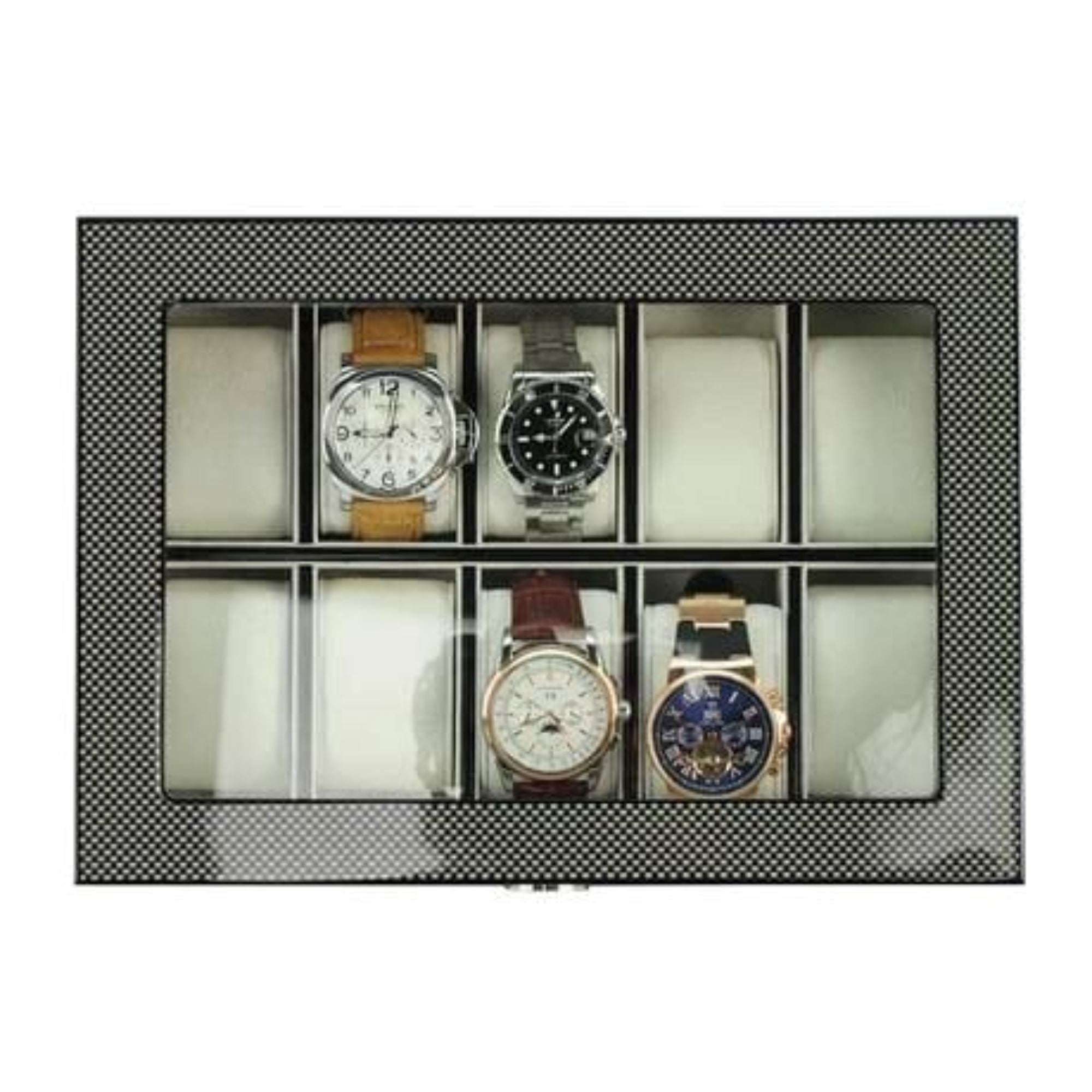 Seconds - Carbon Fibre Wooden Watch Box for 10 Watches Seconds Clinks