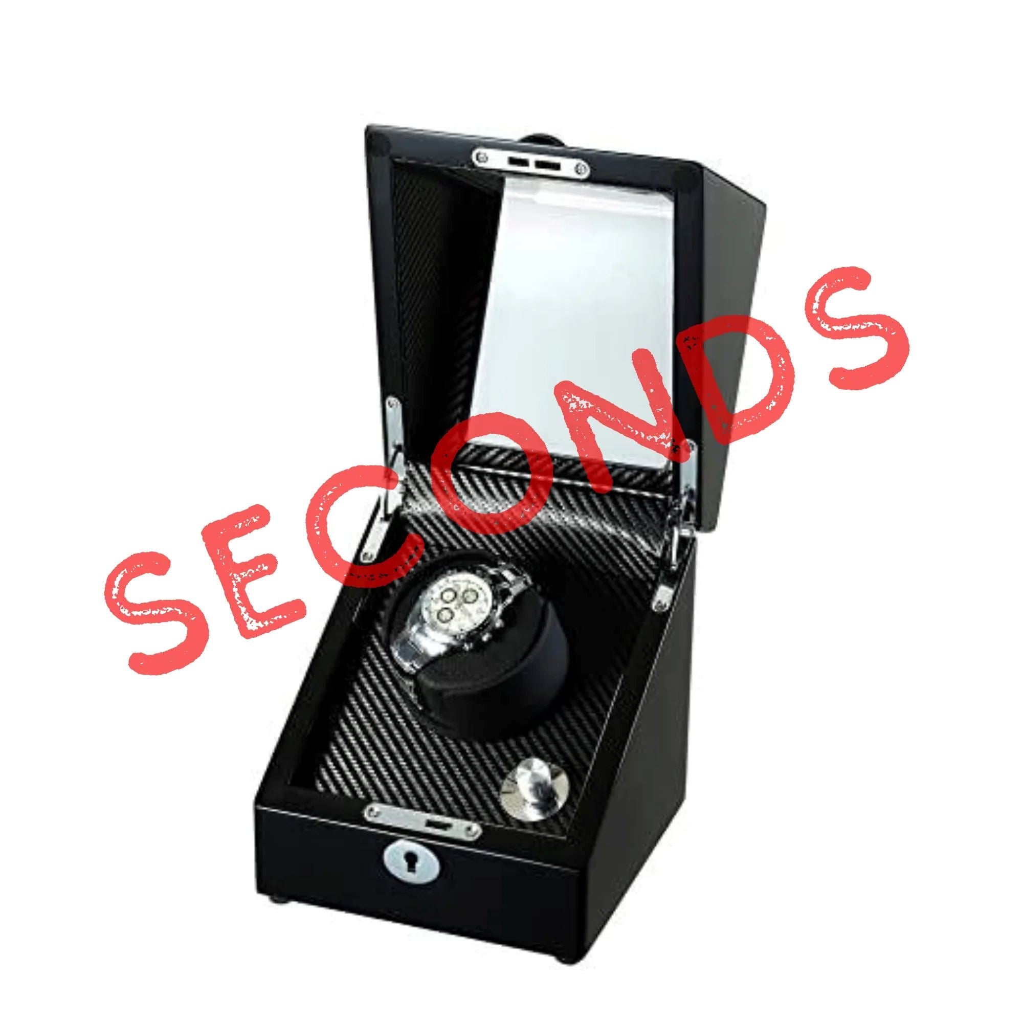 Seconds - Waratah Watch Winder Box for 1 Watch in Black (f) Seconds Clinks