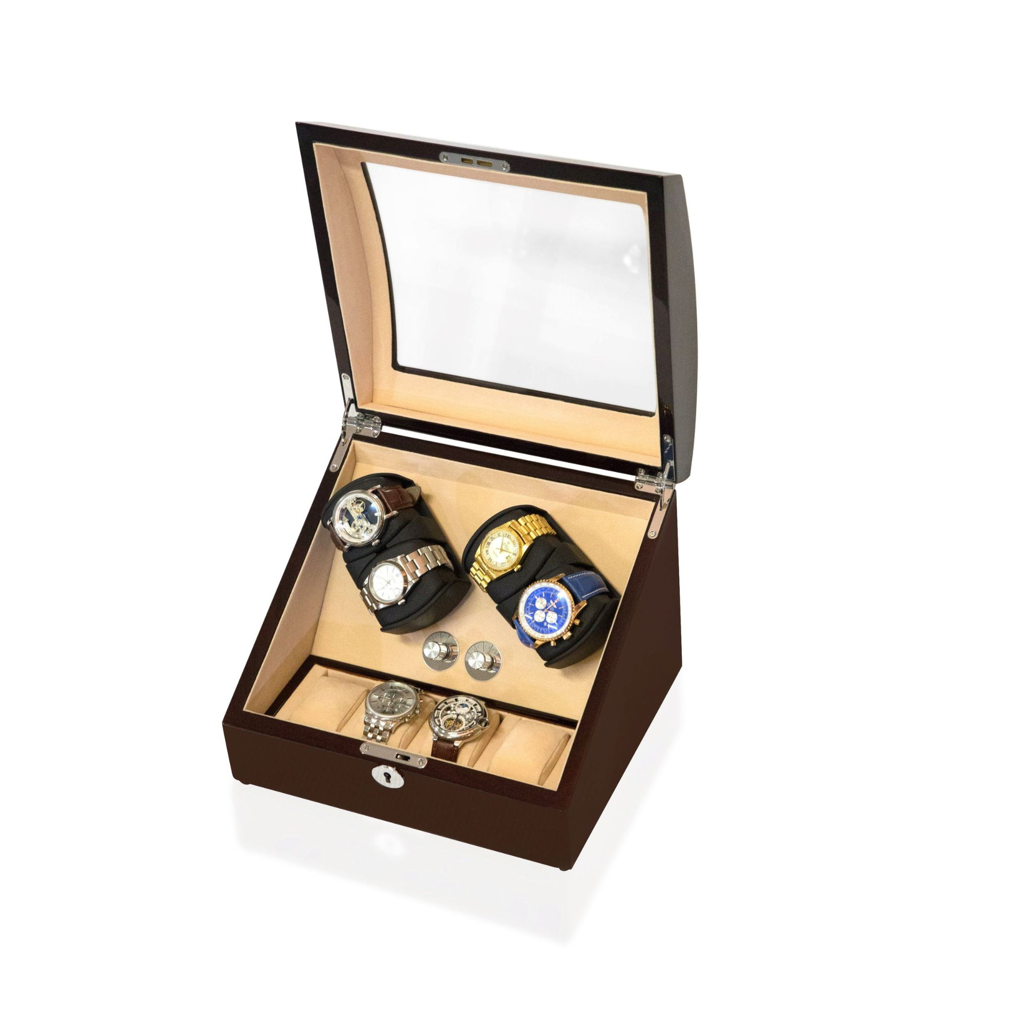 Seconds - Avoca Watch Winder Box 4 + 4 Watches in Mahogany (H)