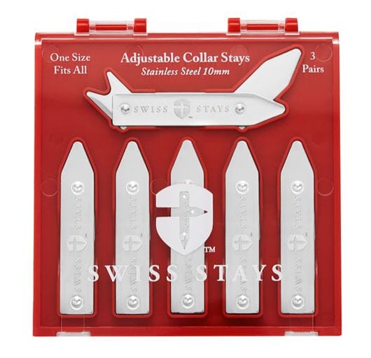 Swiss Stays 3 pack Adjustable Stainless Steel Collar Stays Collar Stays Swiss Stays