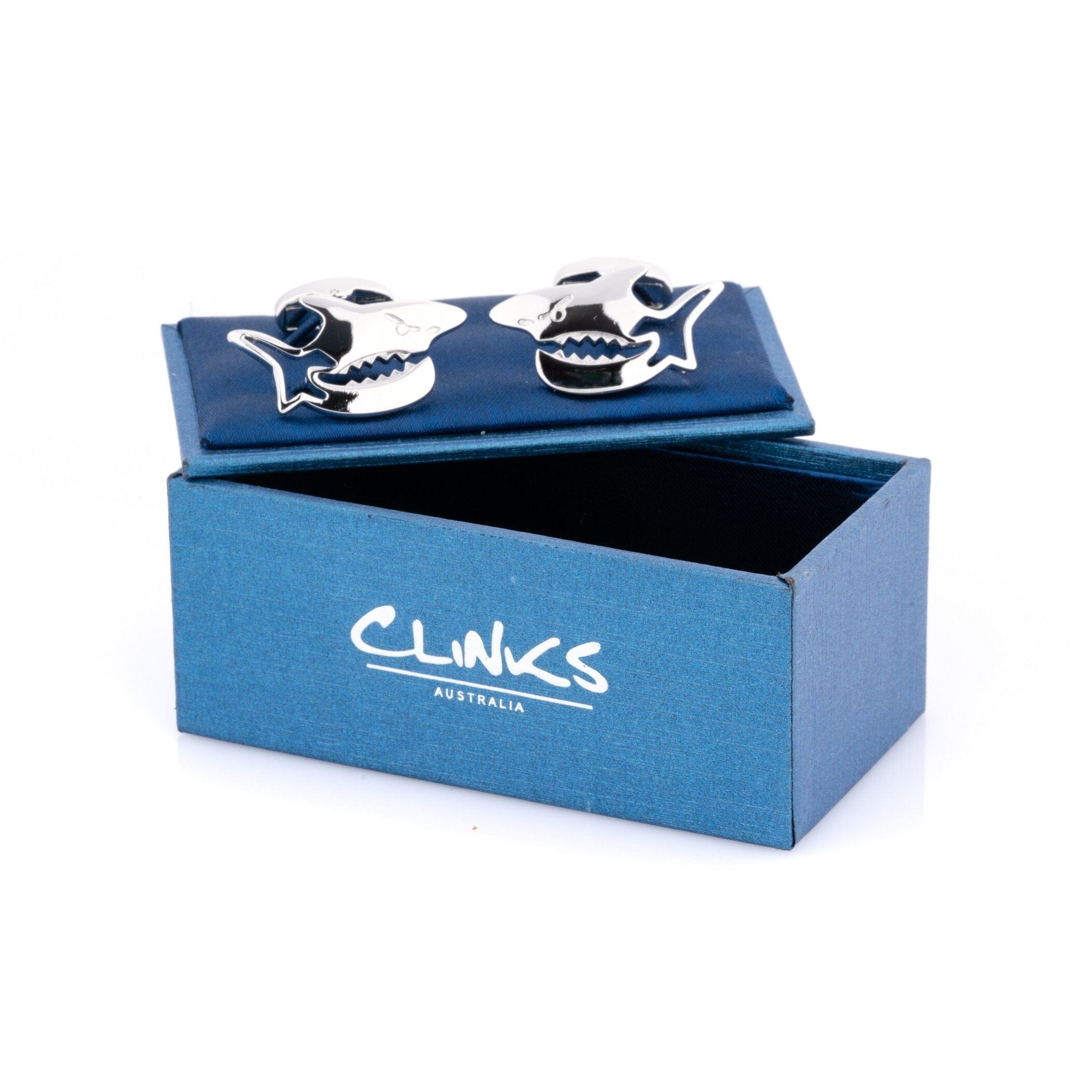 Silver Shark Cufflinks Novelty Cufflinks Clinks Australia