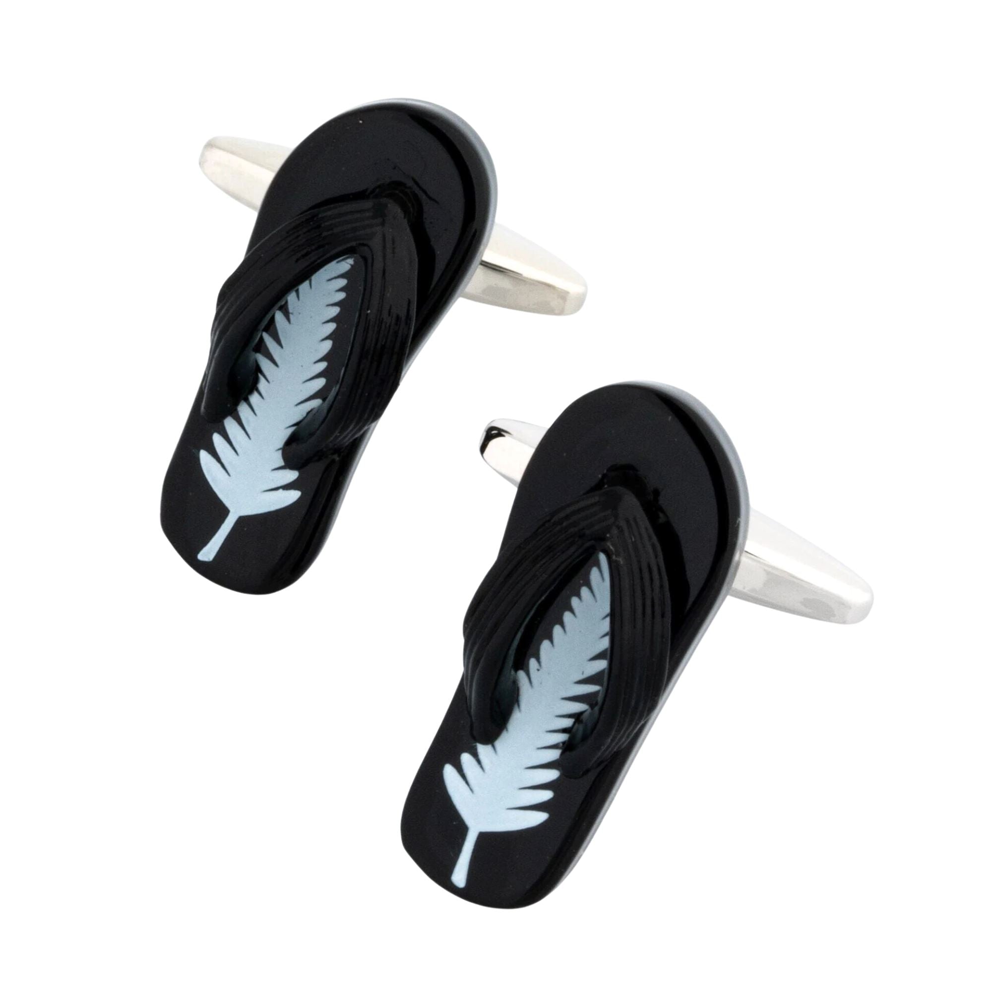 New Zealand Silver Fern Kiwi Jandals Novelty Cufflinks Clinks Australia
