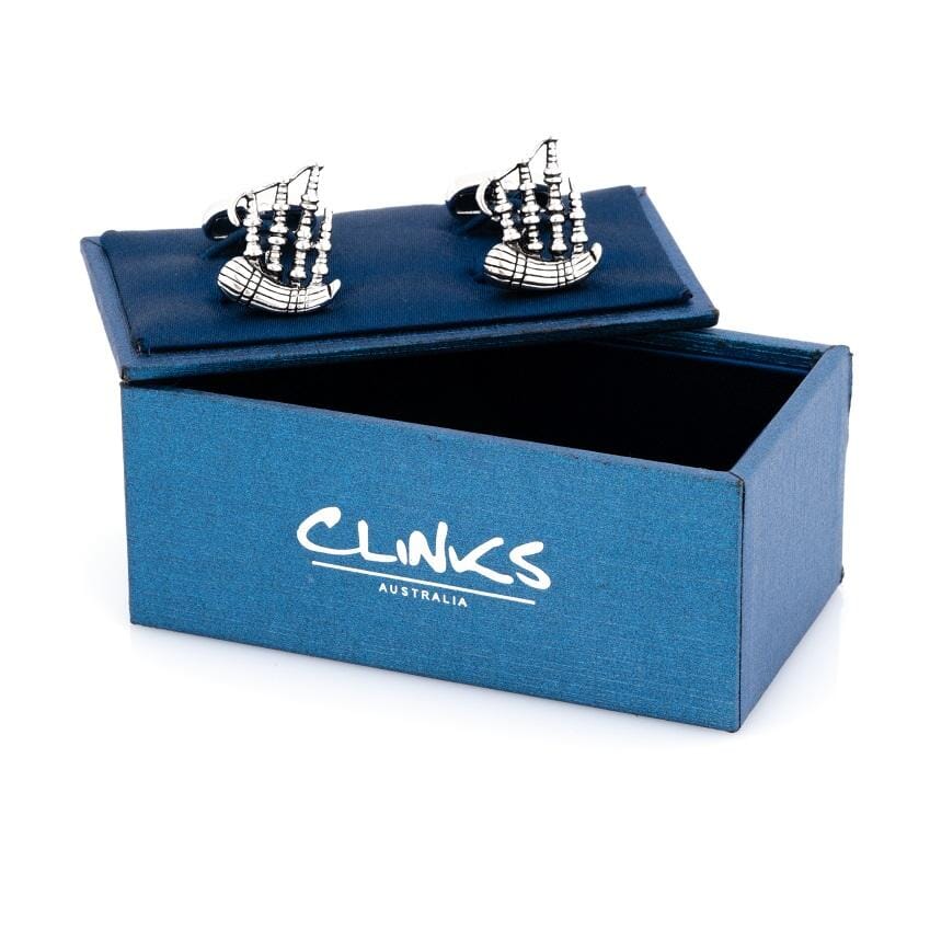 Scottish Bagpipe Cufflinks Silver Novelty Cufflinks Clinks Australia