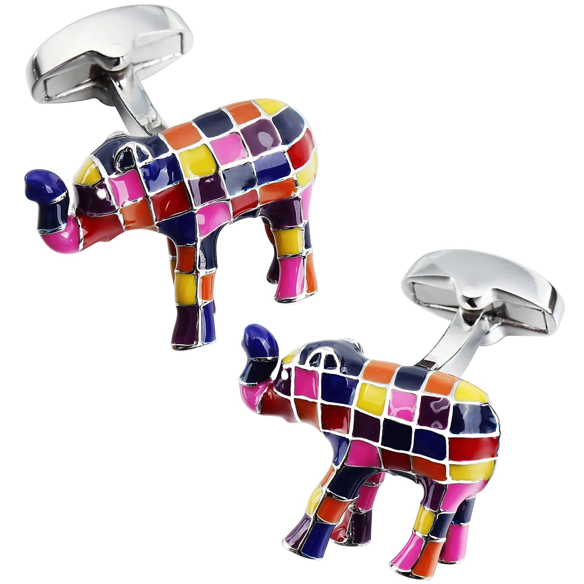 Multi Coloured Elephant Cufflinks Novelty Cufflinks Clinks Australia