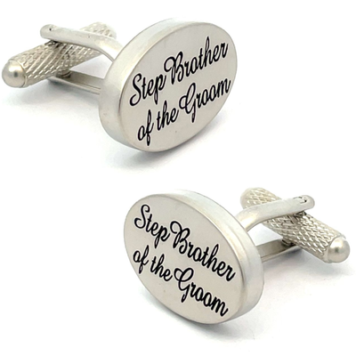 Step Brother of the Groom Script Wedding Cufflinks
