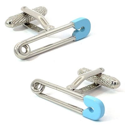 Safety Pin Blue Cufflinks