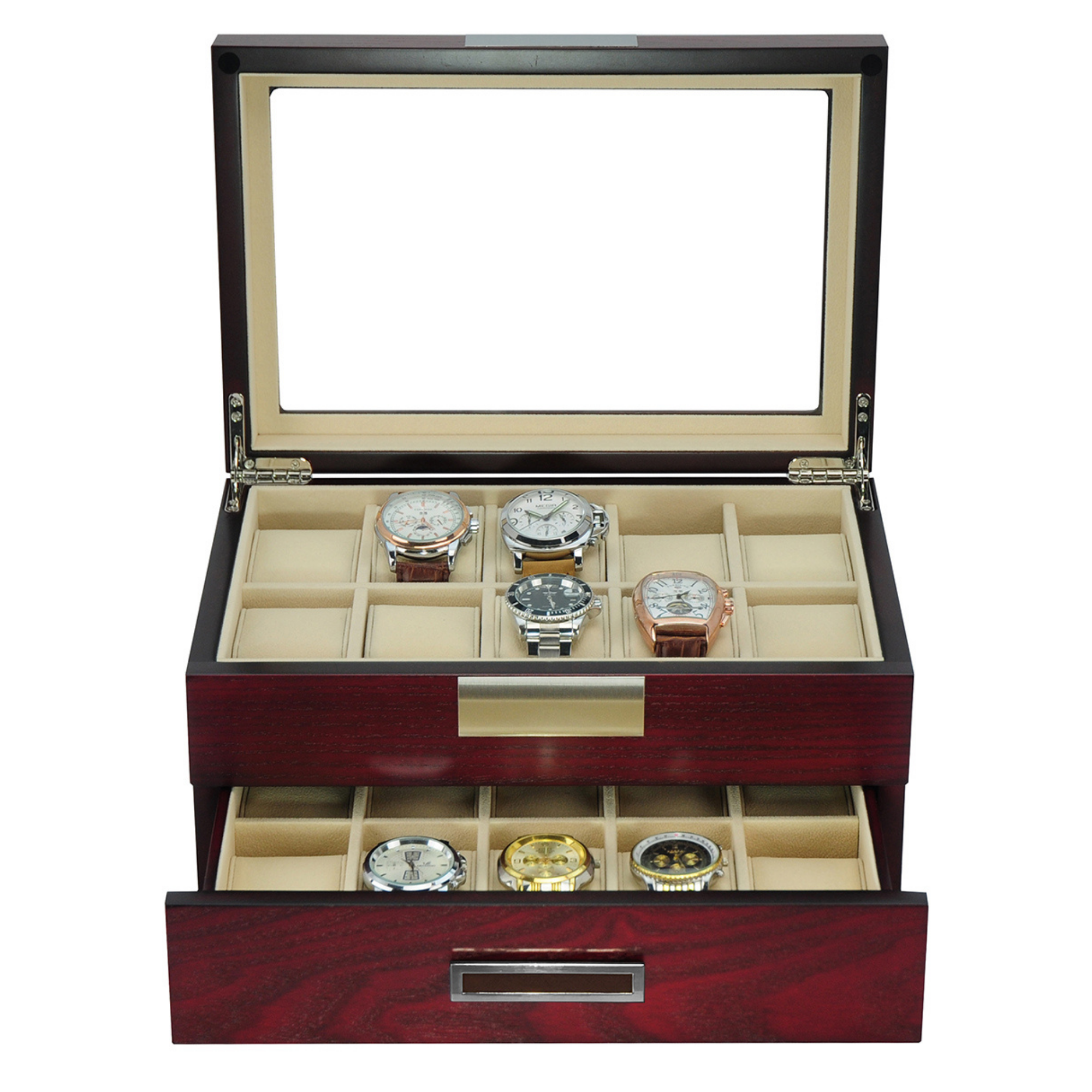 Cherry Wooden Watch Box for 20 Watches
