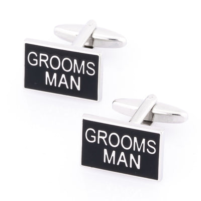 Grooms Man Black and Silver Wedding Cufflinks