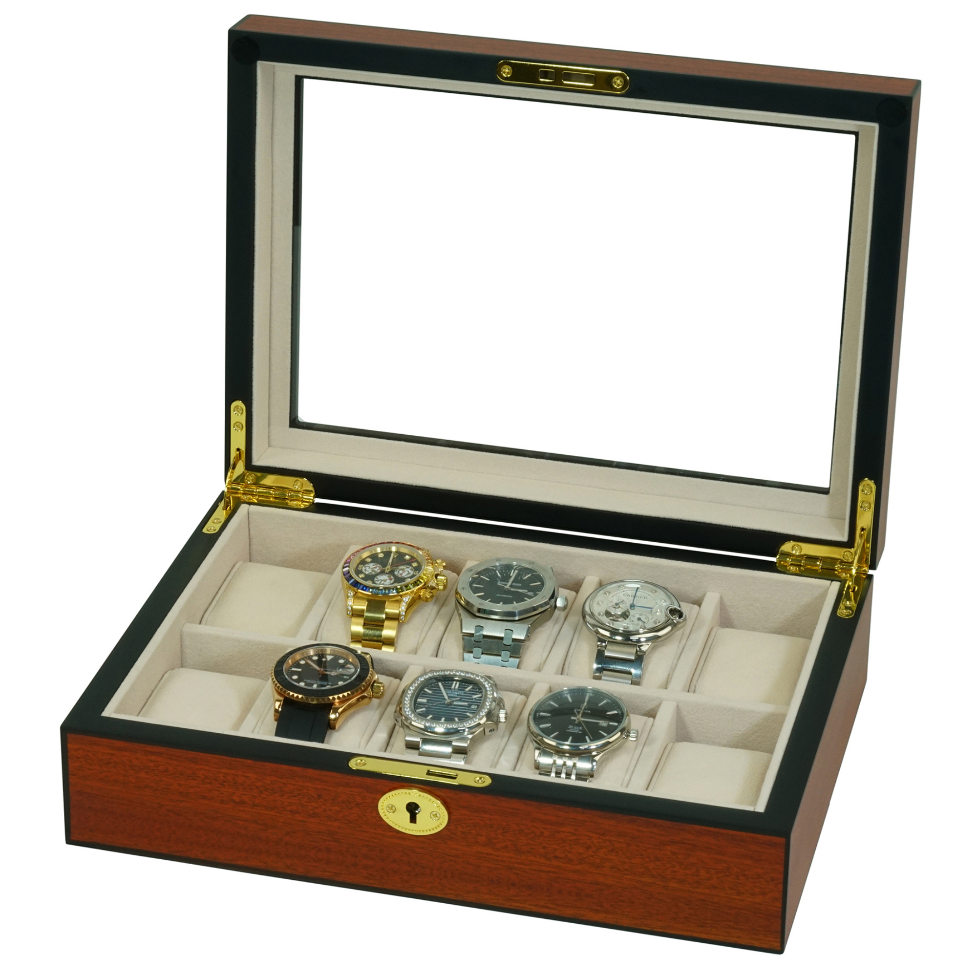 Cherry Wooden Watch Box for 10 Watches