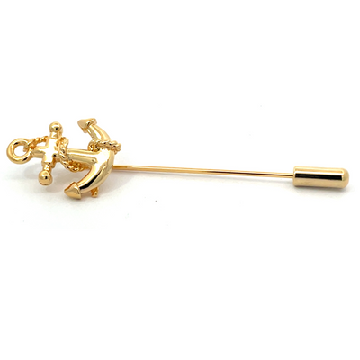 Anchor With Rope Lapel Stick Pin in Gold