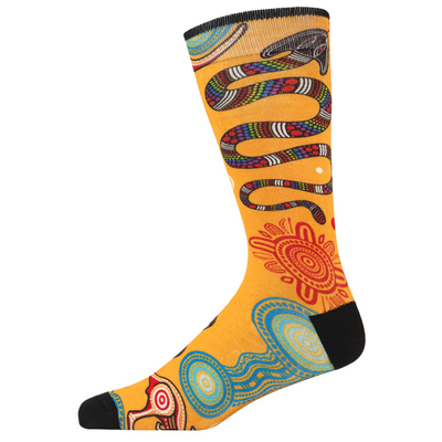 Mens Native Australian Rainbow Serpent Bamboo Socks