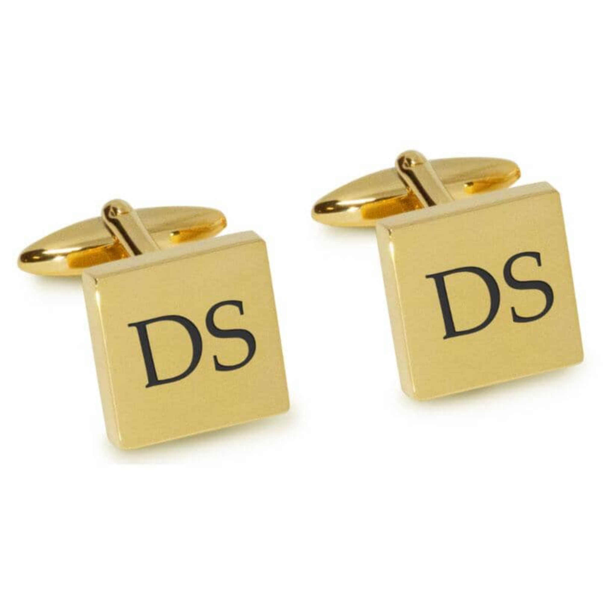 Two Initials Engraved Cufflinks in Gold