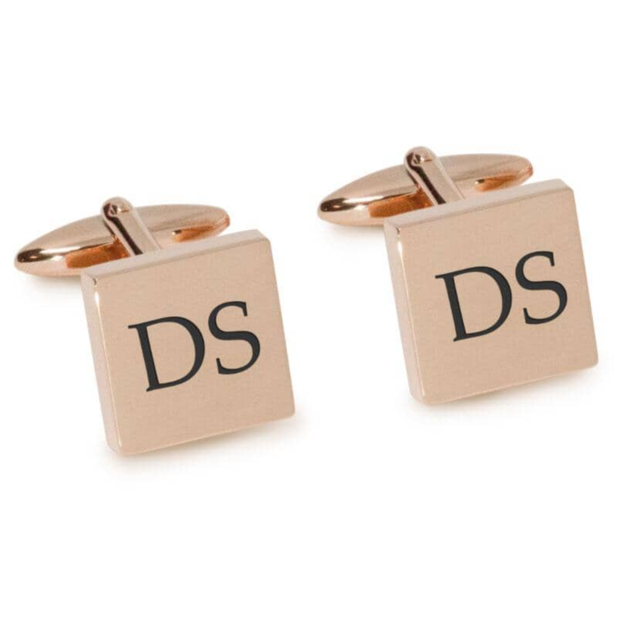 Two Initials Engraved Cufflinks in Rose Gold