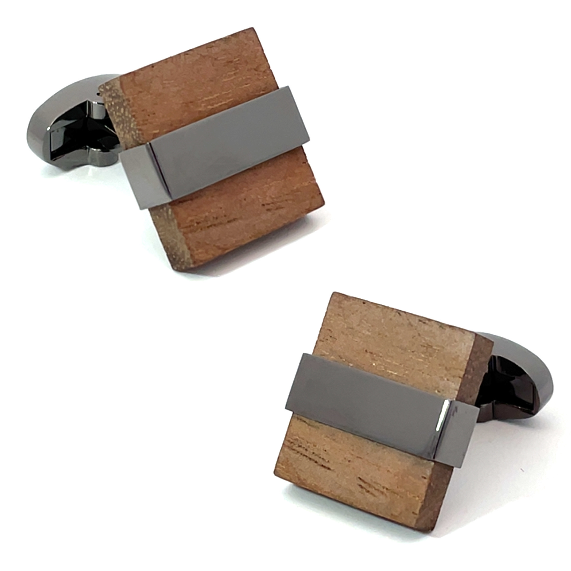 Wood and Gunmetal Cufflinks