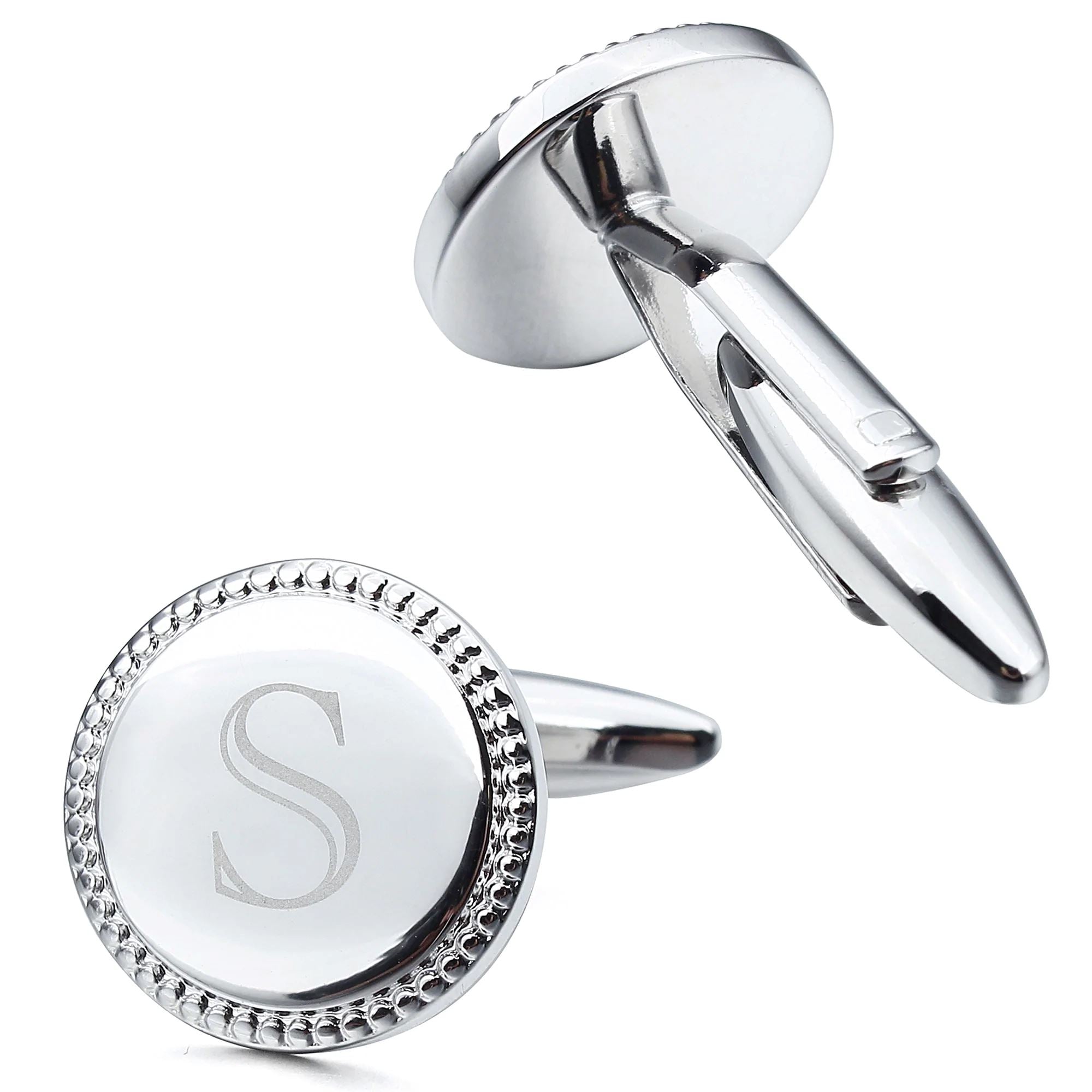 Personalised Silver Initial Round Cufflinks