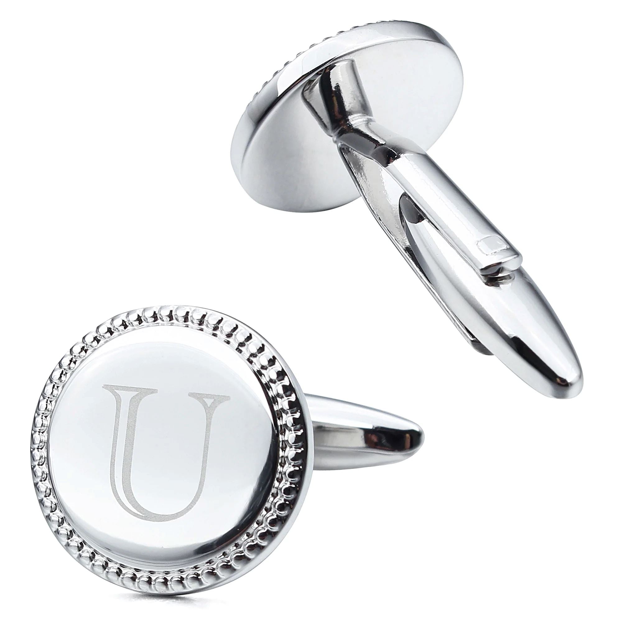 Personalised Silver Initial Round Cufflinks