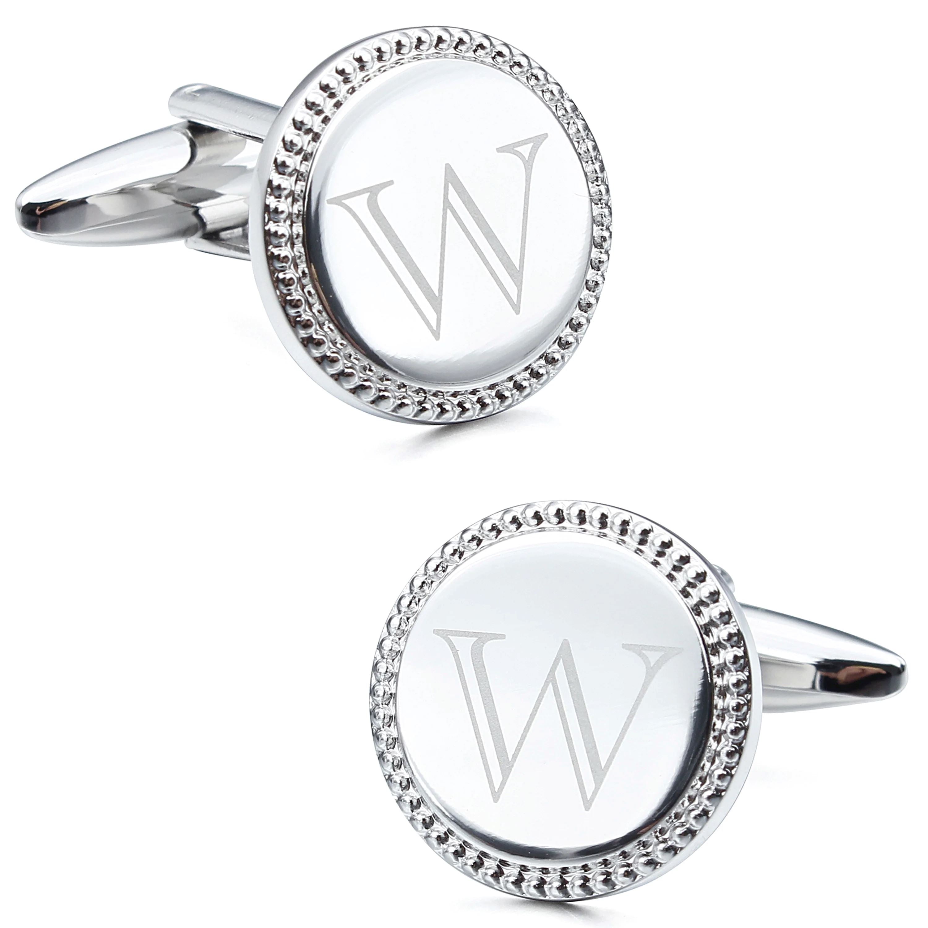 Personalised Silver Initial Round Cufflinks